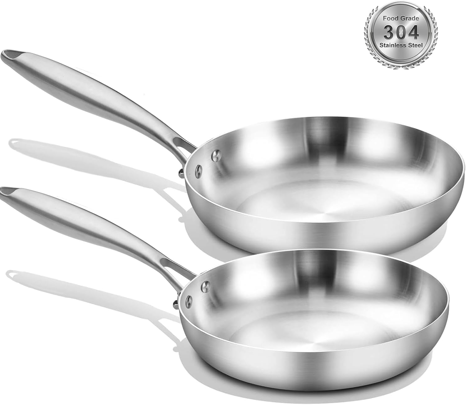 Stainless Steel Frying Pan Wok Nonstick Pan Fried Steak Pot Uncoated Kitchen Cookware for Gas Stove and Induction Cooker (22CM) image number 3