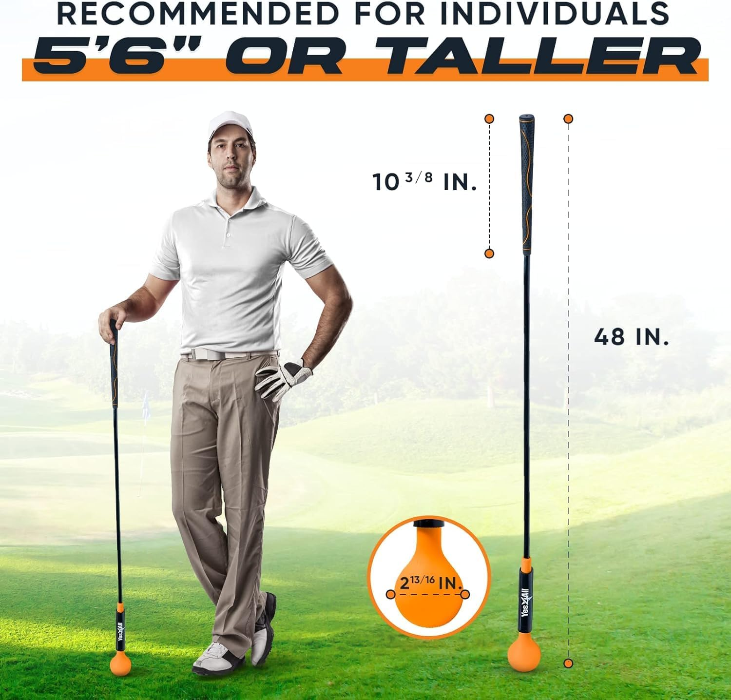 Yes4All 48 Inches Golf Swing Trainer Aid Great for Improving Rhythm, Flexibility, Balance, Tempo, Strength, Range of Motion and Warm Up image number 2