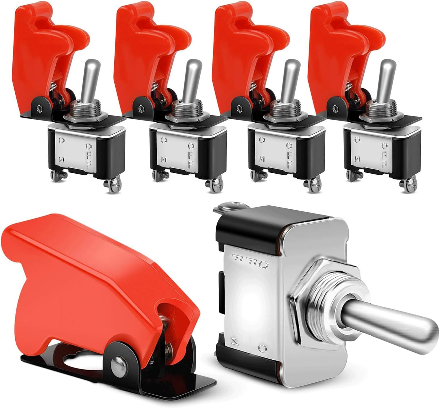 Toggle Switch, Waterproof Toggle Switch 5Pcs with Weatherproof Boot Cap Cover - Heavy Duty On-Off Switch for Auto Car Marine Boat, Plastic and Metal image number 3