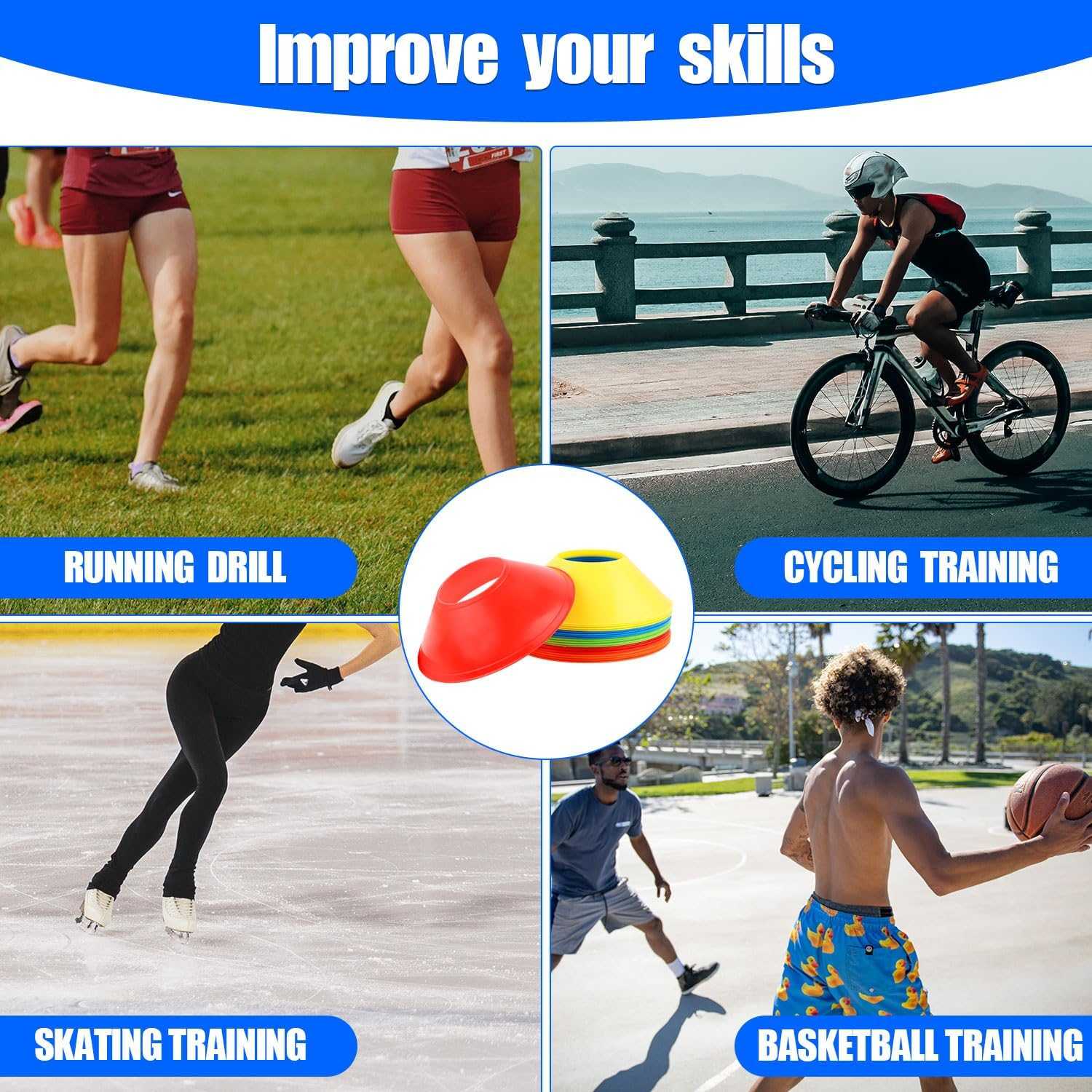 25Pcs Soccer Cones for Sports Training, 5 Inch Mini Football Cones with Mesh Bag, Flexible Agility Practice Cones Drills Training Plastic Cones for Basketball Sports Games Kids Skating - Red image number 3