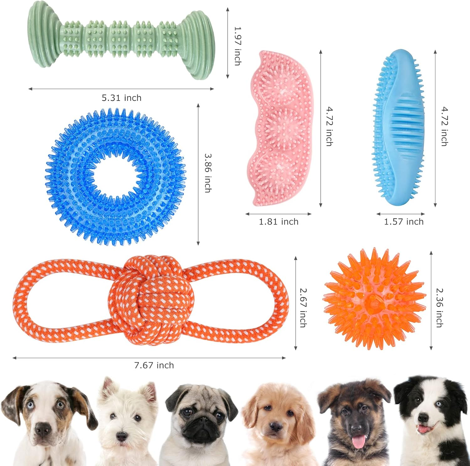 ENZZROA Dog Chew Toys for Puppy Teething, 3Pack 2-8 Months Puppies Teething Toys Soft & Durable Puppy Toys for Cleaning Teeth and Protects Oral Health Both Small Dogs & Medium Dog Suitable (6 Pack) - 3 Pack image number 7