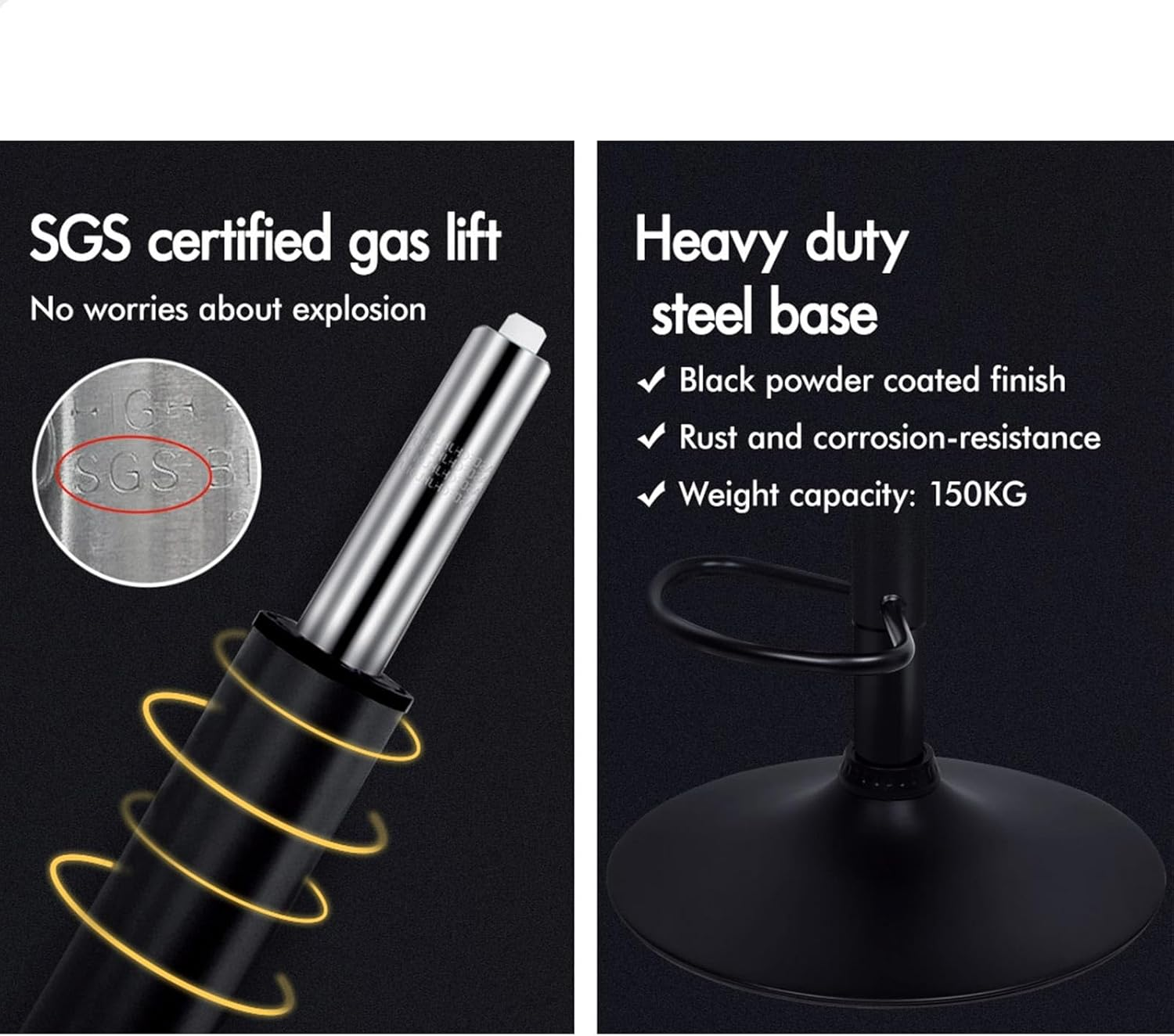 ALFORDSON Bar Stool Set of 2 Adjustable Kitchen Stools Ralph Swivel Counter Barstools Fabric Dining Chair in 62-83Cm Seat Height with Floor Protector for Home Bar Dining Room (Dark Grey) image number 6