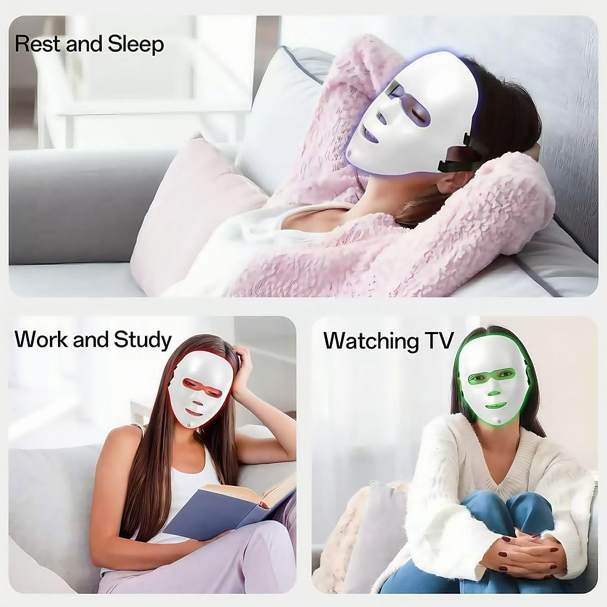 Red Light Therapy LED Face Mask - 7 Color Light Mask for Anti-Aging, Wrinkles & Acne Treatment - Wireless Rechargeable Skin Care image number 2