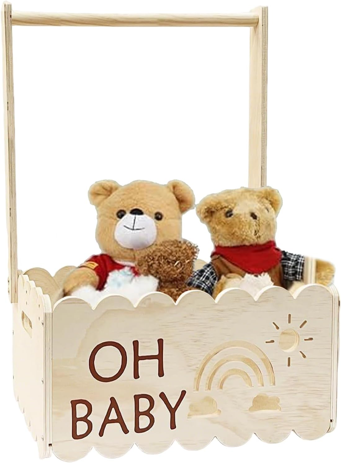 Baby Shower Crate,Baby Basket with Handle | Keepsake Boxes & Tins for Nursery Home Decor Clothing Boys Girls Son image number 2