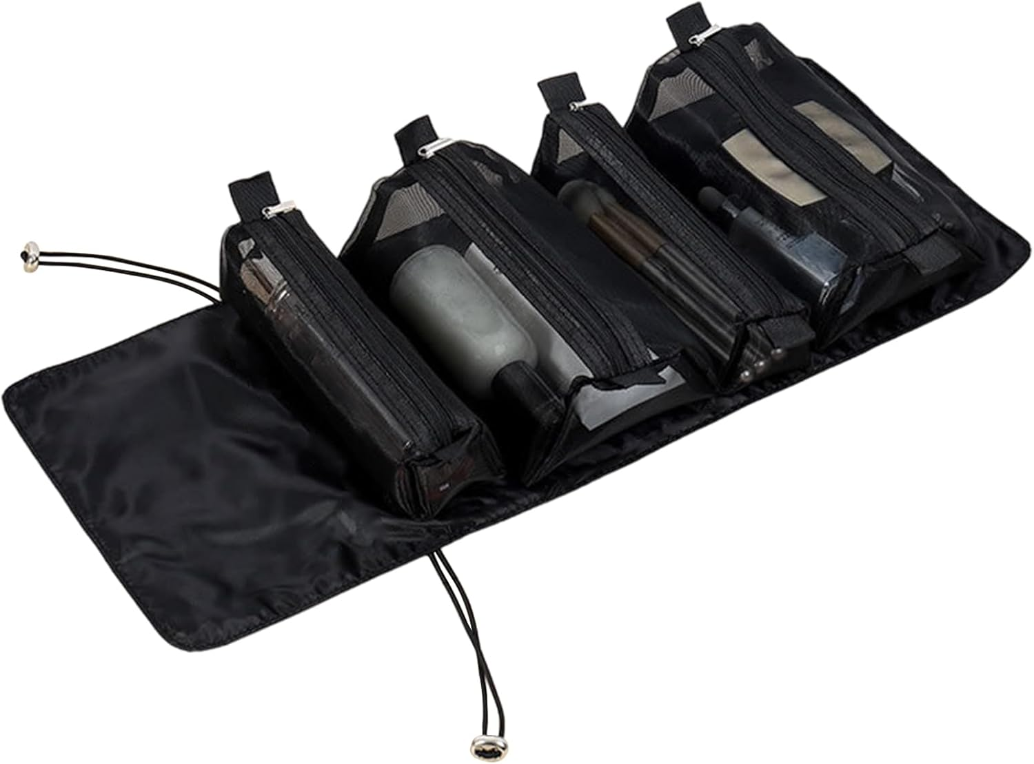 Roll up Cosmetic Bag - 53X22X5Cm Black Compact Travel Organizer Case, Cosmetic Storage, Foldable Toiletry Pouch, Portable Vanity Kit | Make up for Women Travel Holiday Use Quo, Black, Se R&eacute;f&eacute;rer Au