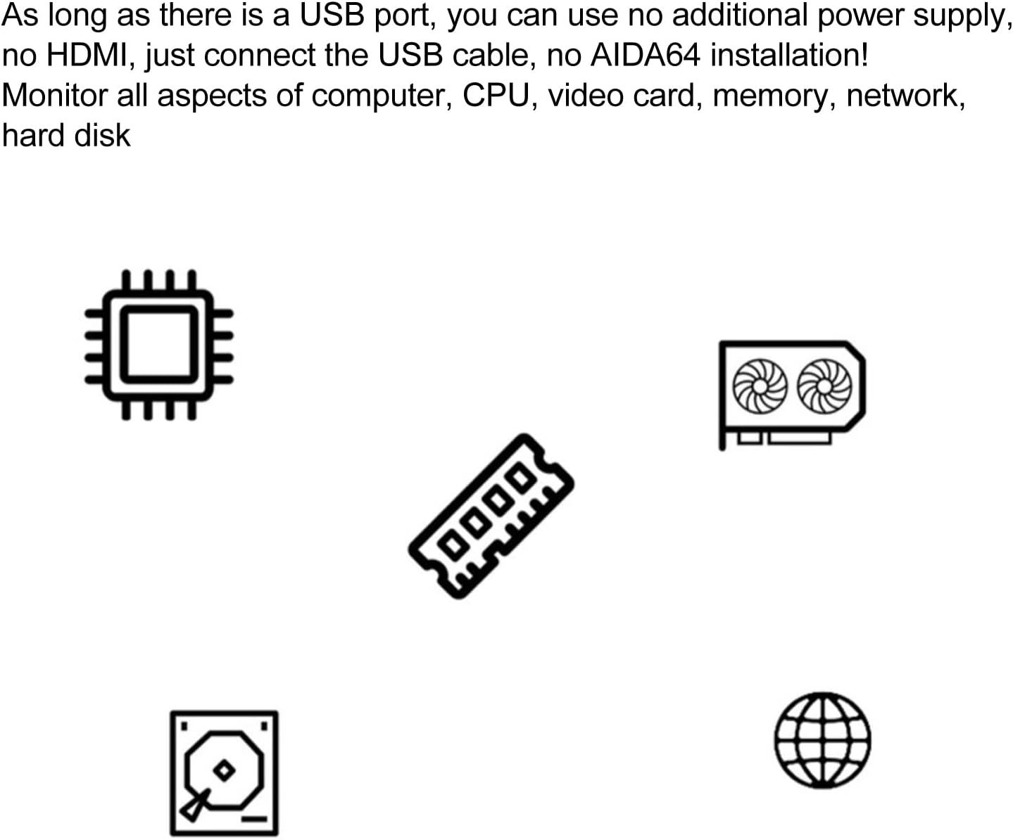Computer Temp Monitor, 3.5In Sensor Panel Display for CPU Hard Disk Data, PC Case Secondary Screen (White) - 2 image number 3