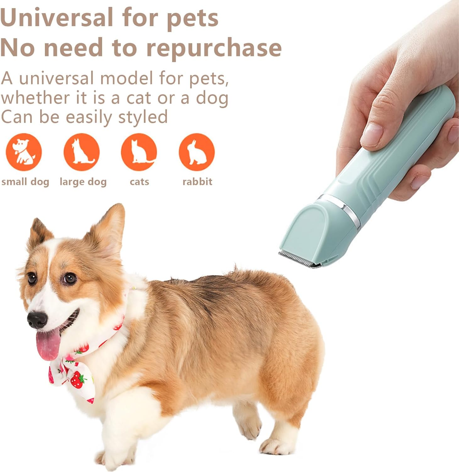 Grooming Kit, 4 in 1 Dog Clippers with 3 Cutter Head and Nail Grinder, Low Noise 55Db Paw Trimmer for Hair around Paws, Eyes, Ears, Face, Rump [4 Guide Combs] (Green)