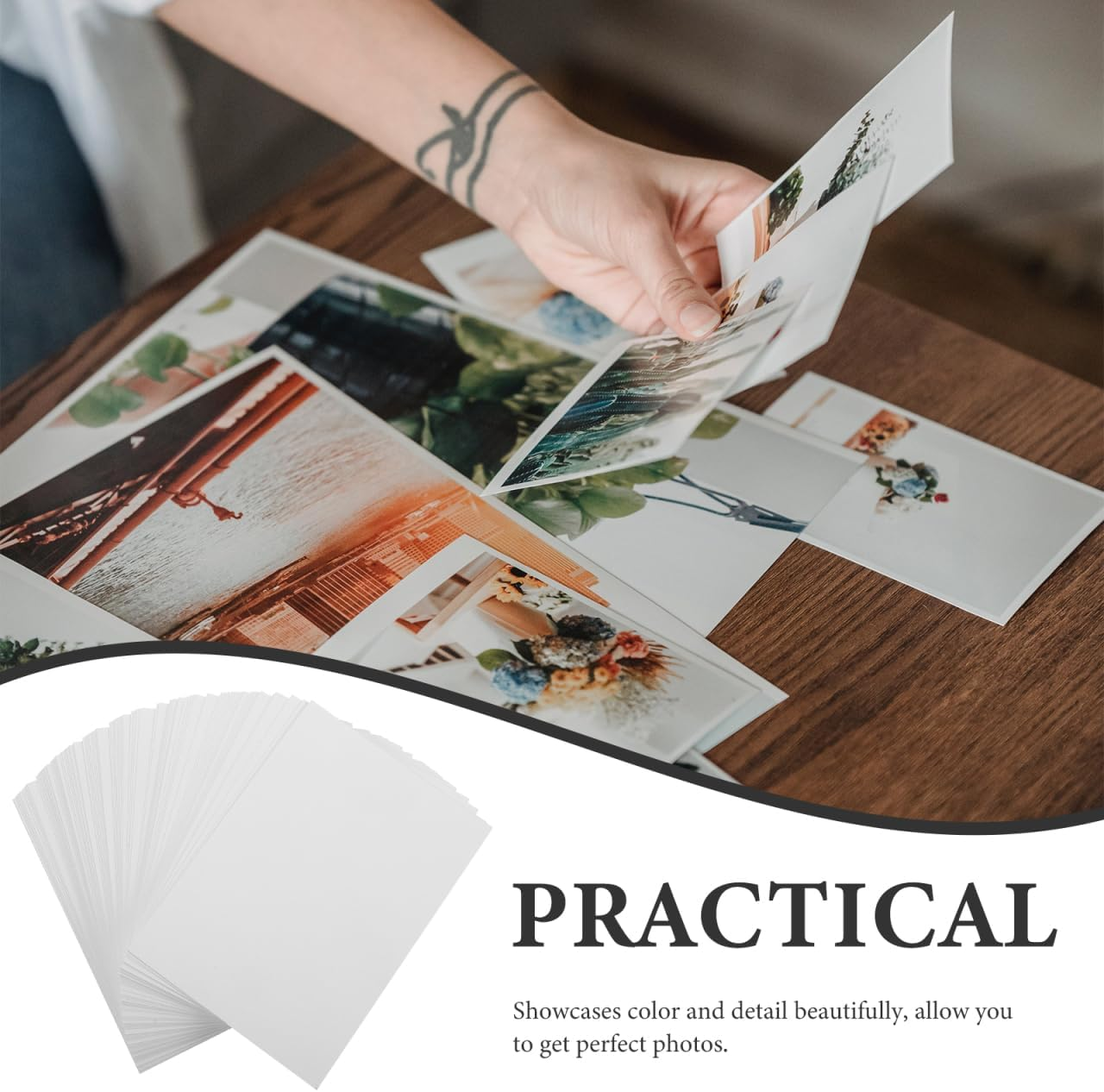 TEHAUX Glossy Photo Paper, 6 Inch Printable Photographic Paper, 100 Sheets, 260Gsm, White, Ideal for Home and Office Picture Prints Use image number 5