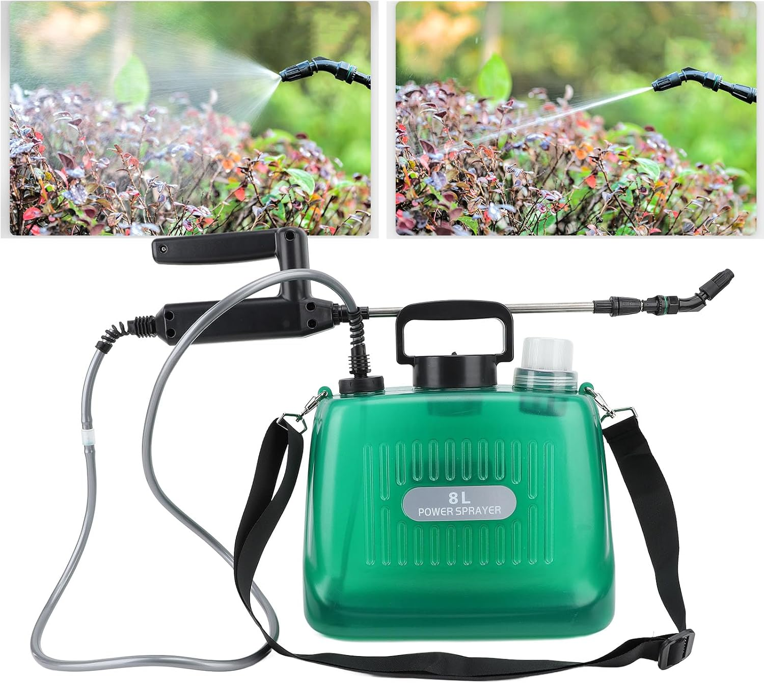 2.1 Gallon Battery Powered Sprayer, USB Rechargeable Electric with 4 Mist Nozzles, Portable Garden Sprayer for Lawn, Cleaning Car (Green)