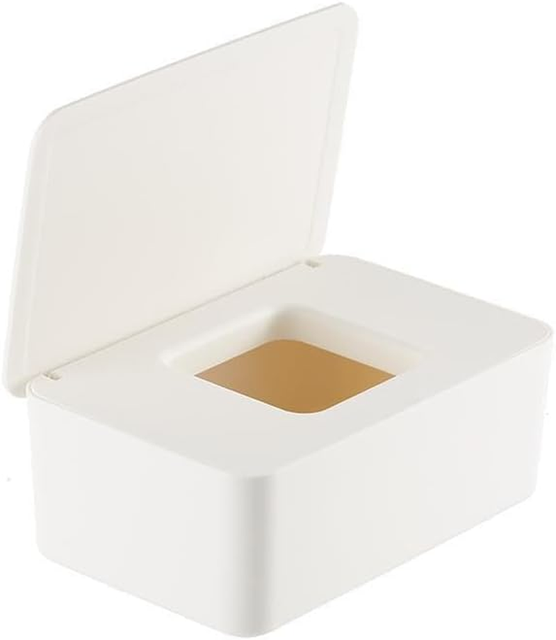 Diaper Wipes Dispenser, Tissue Storage Box Case, Wet Wipe Dispenser Holder with Lid for Home, Office, Cars (White, One Size) image number 3