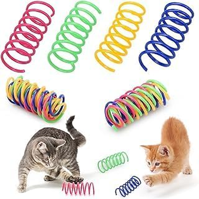 Spiral Toy Cat Toy Cat Spring Toy, 4 Colours, Colourful Wide Colourful Spiral Feathers, Spring Toy, Lightweight, Durable Plastic, Biting, Hunting, Pet, 40 Pieces image number 5