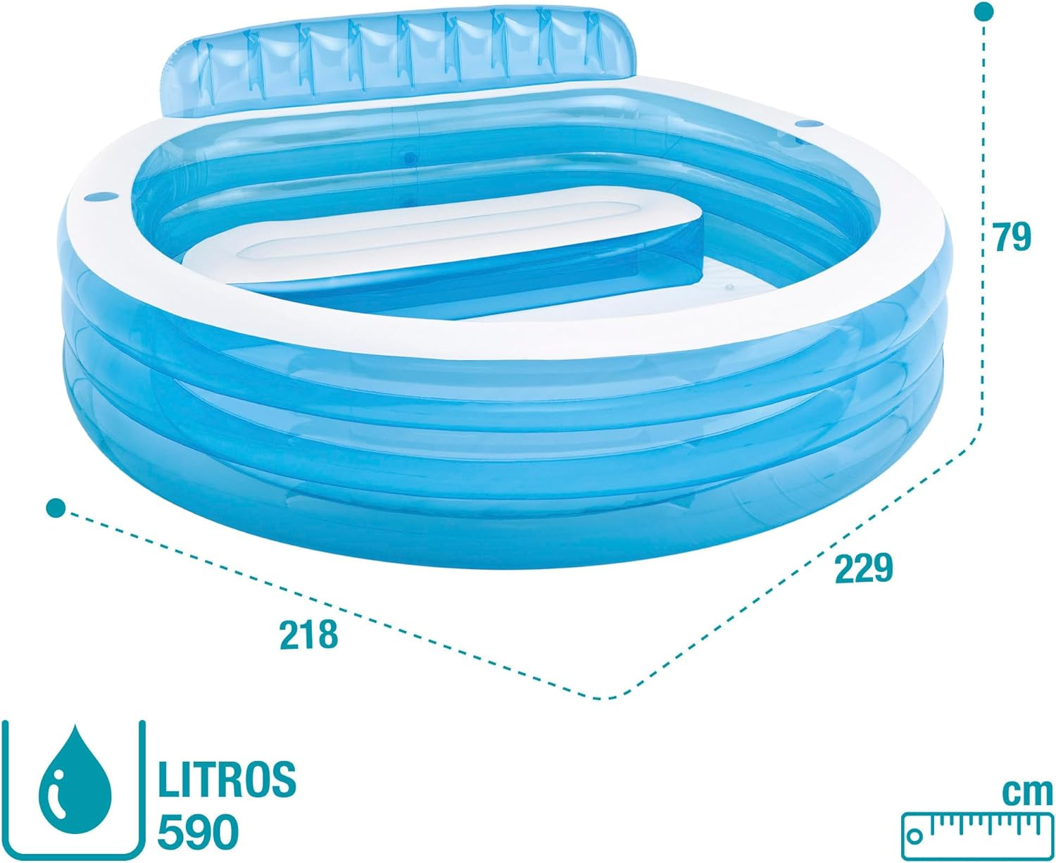 INTEX 57190NP - Swim Center Family Lounge Pool, Ages 6+, Size 2.29Mx2.18Mx79Cm image number 6