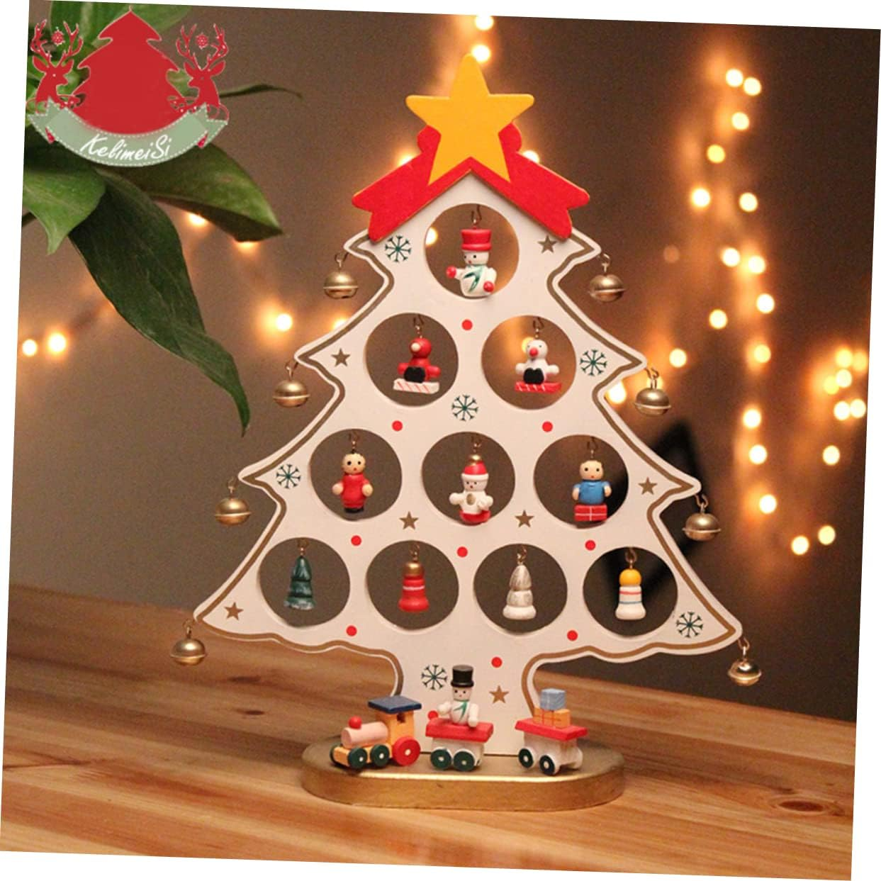 Christmas Tree for Wooden Mini Tree Red Ornament Table Desk Decor Christmas Decor Festive image number 2