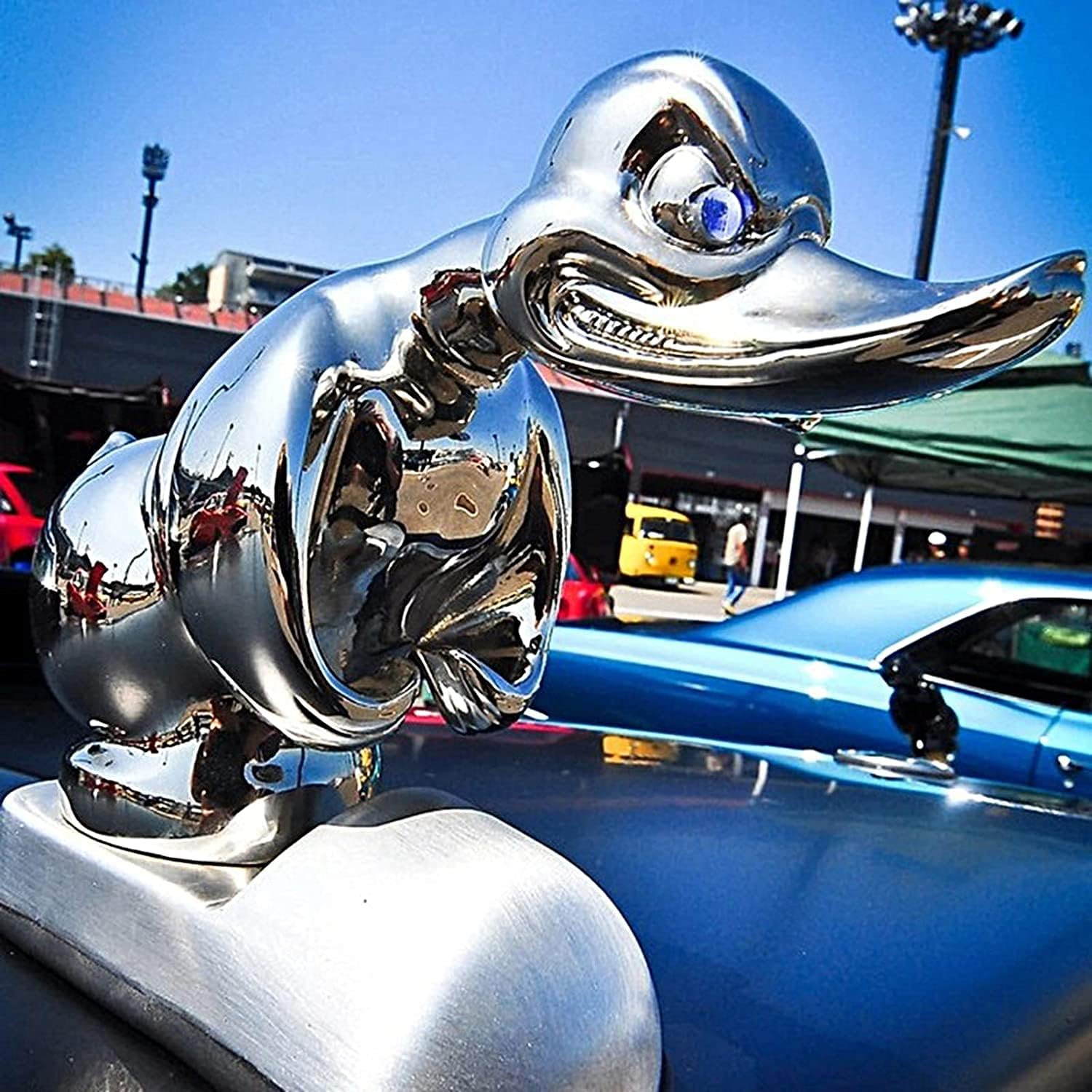 3D Chromed Duck Hood Ornament, Bar Pub Club Wall Decor, Death Proof Duck Black Alloy Duck Hood Ornament, Novlty Car Decoration Accessories, Front Hood Car Sticker Qzjijosen (Black) - Black image number 3