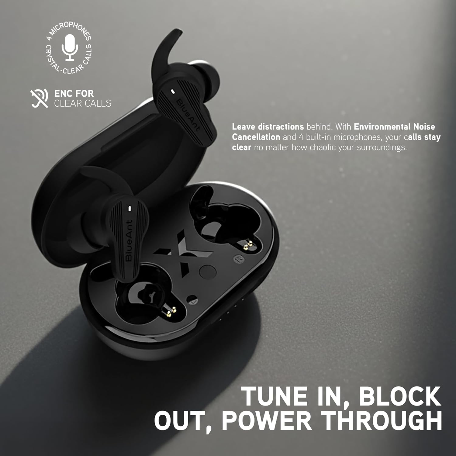 Blueant Pump Air X3 True Wireless Earbuds, Secure Sport Fit, IP67 Waterproof, Long Battery Life, Bluetooth 6.0 with Clear Calls, USB-C Charging, Black - Orange image number 5