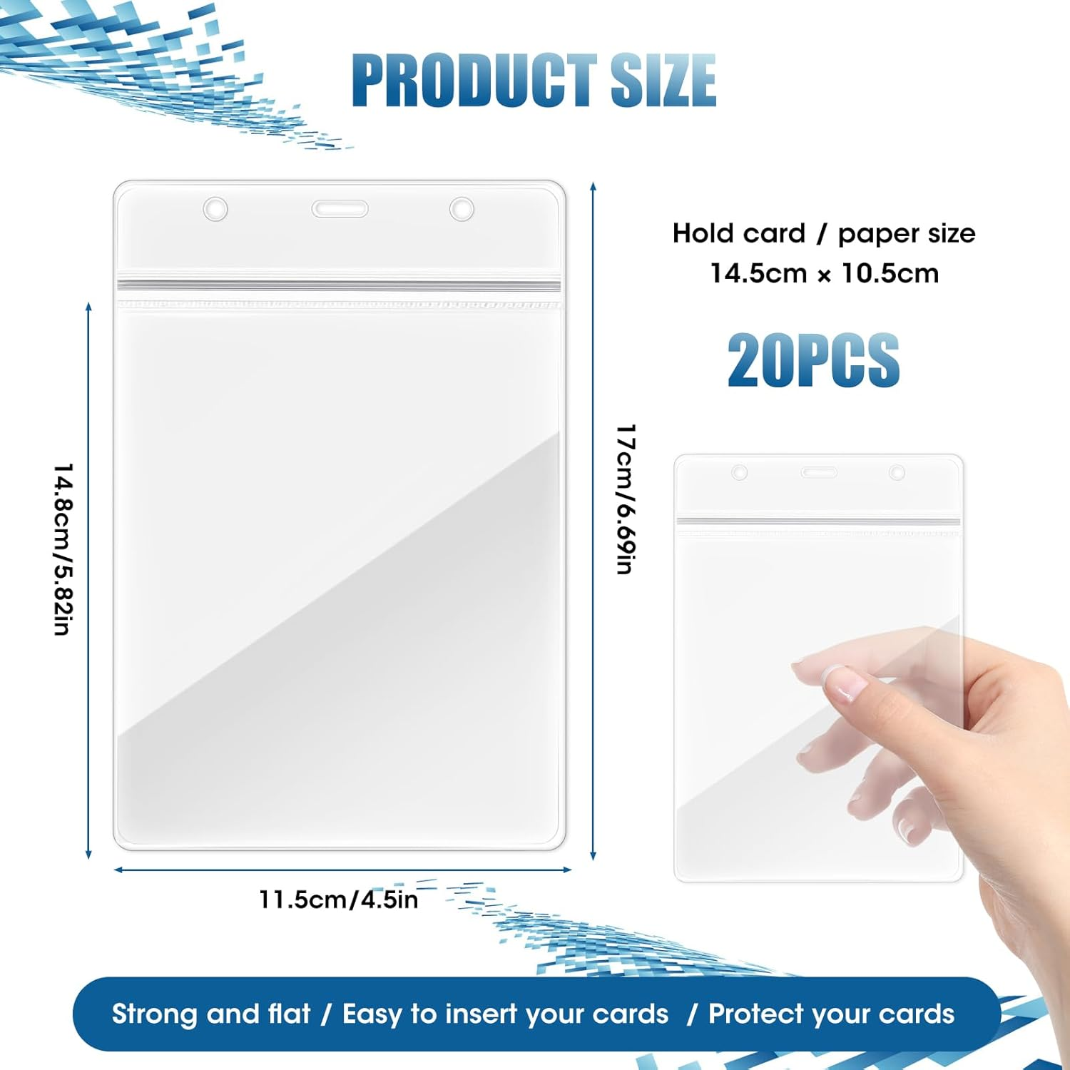 20Pcs A6 Large Vertical Card Holders Portrait Clear ID Badge Holders Extra Large PVC Portrait Case Cover 16X10.5Cm Holds 13.5X9.5 Cm Paper Waterproof for Work Conference License Concert Access Control image number 6