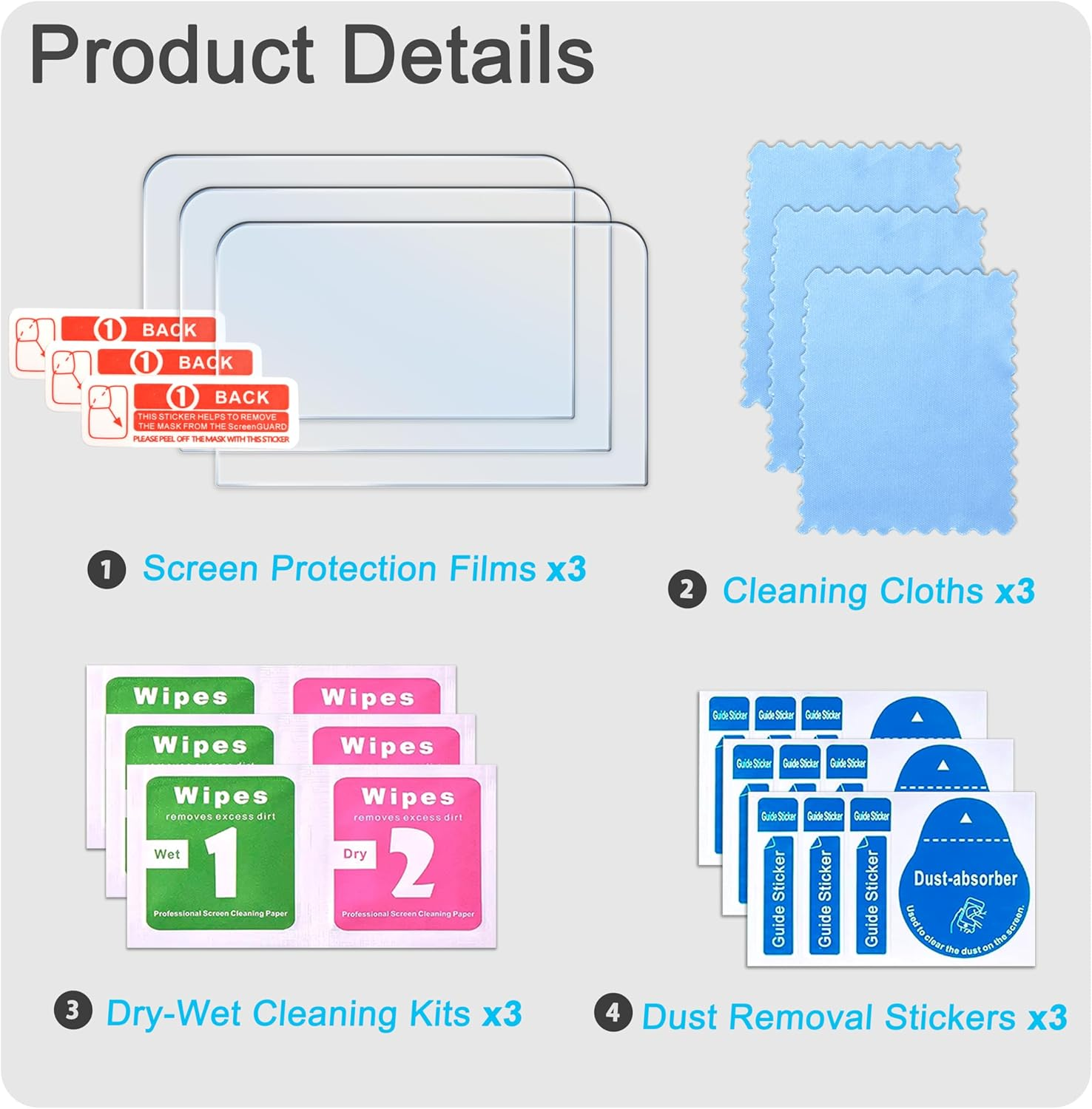 Fitstill Screen Protector 3 Set for DJI OSMO 360, Optictempered Glass 9H Hardness HD Anti-Fingerprint，Osmo 360 Accessories