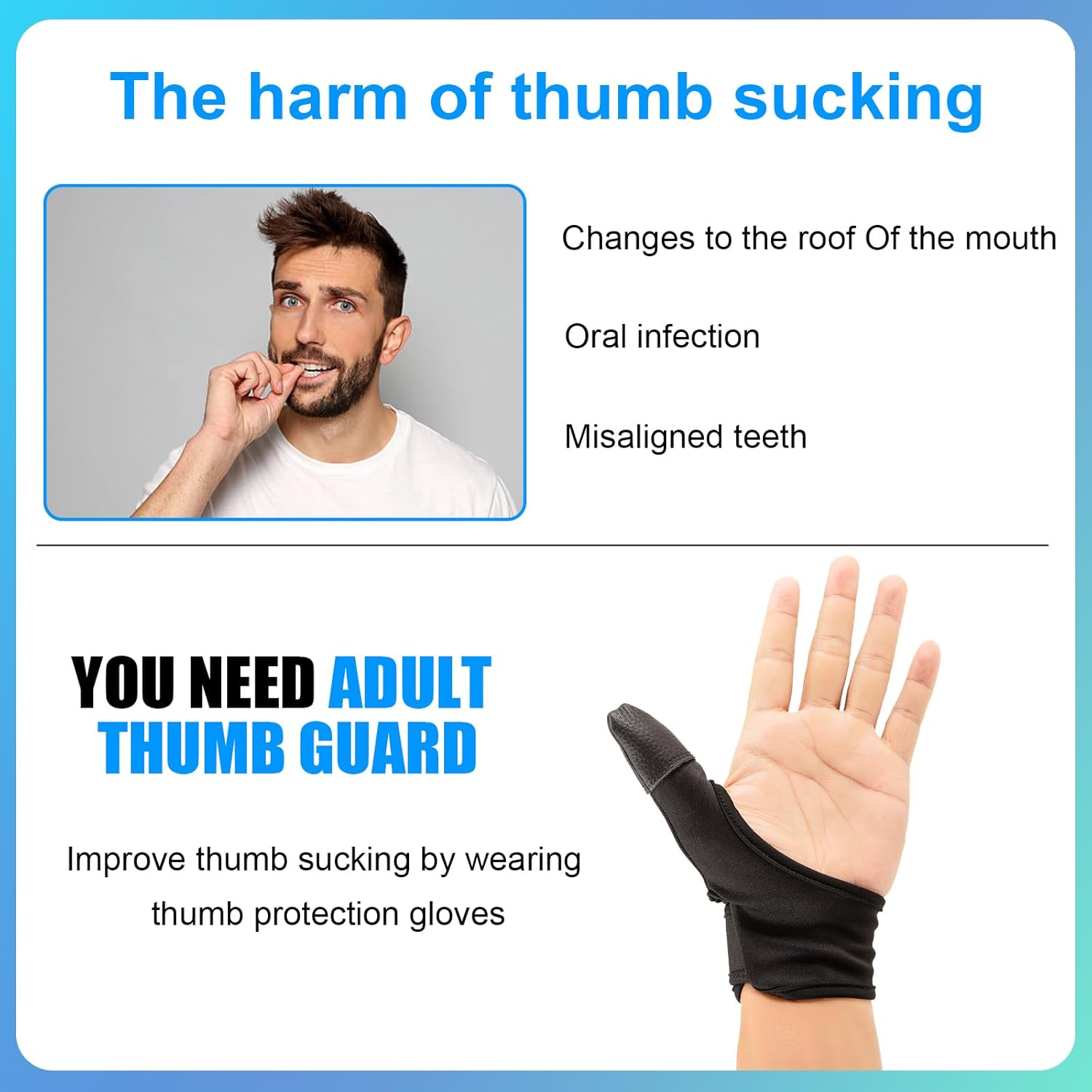 Adult Thumb Guards Habit Finger Gloves for Finger Sucking Stop Nail Thumb Sucking Guard Breathable Thumb Glove to Help Stop Skin Picking Thumb Sucking and Hair Pulling (Leather-1) image number 2
