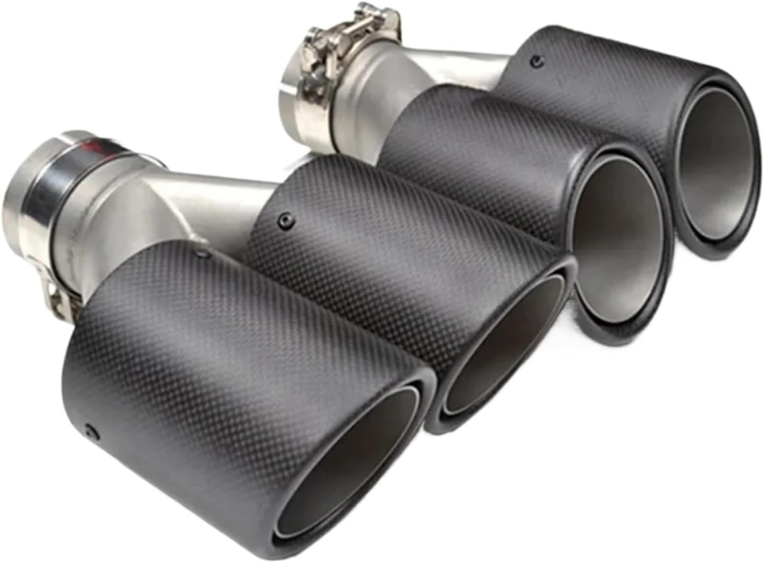 1PCS Universal DUAL Exhaust Tip Matt Carbon Fiber Exhaust Tip Tail Quad Exhaust Muffler Tip(57 in 101 OUT)