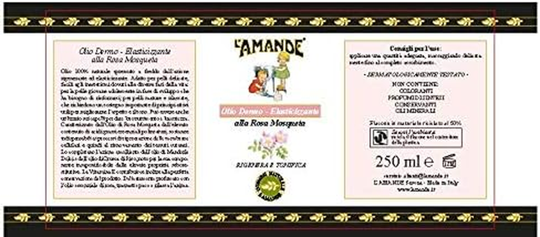 L'Amande Oil Dermo/Elasticizing Rosa Mosqueta - 250Ml image number 4