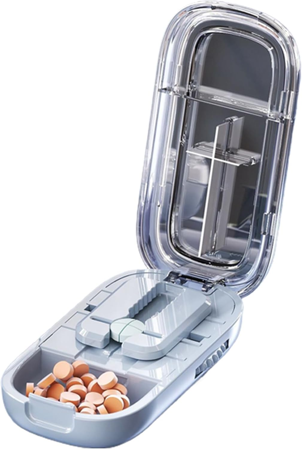 Pill Cutter Splitter, Portable Pill Cutter Splitter, Medicine Case Half or Quarter Crusher for Cutting Multiple Pills, Easy to Use with Safe 3.35X1.77X0.91 Inches