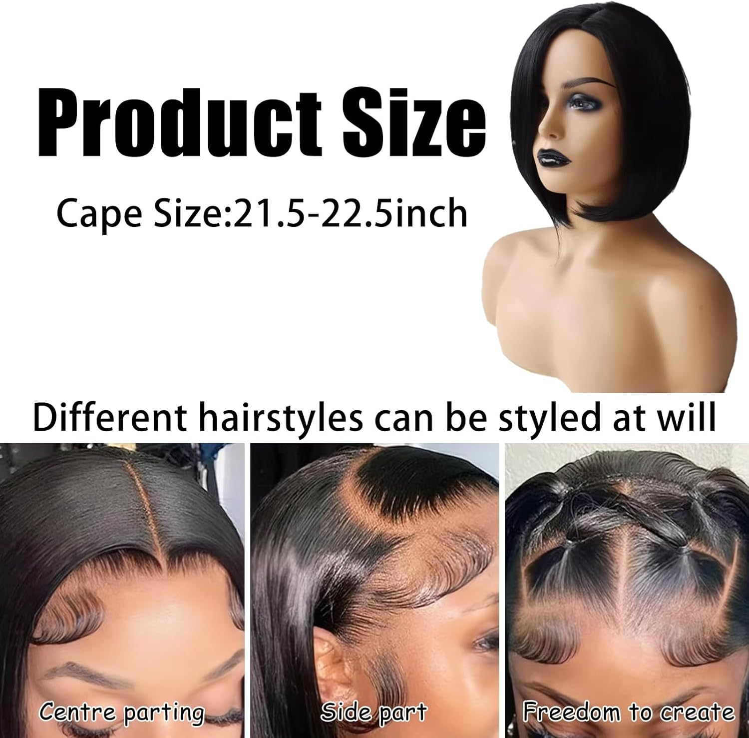 Bob Wig Wig, Women'S Short Bob Wig, Straight Short Wigs, 12 Inch Short Wigs with Side Parting Fringe, High Temperature Silk Wig, for Daily Wear by Women image number 2