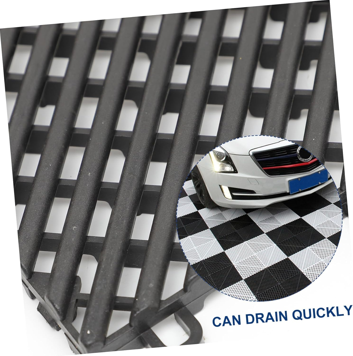 STOBAZA 2Pcs Non-Slip Modular Car Wash Floor Tile Mats with Large Drainage Thickened Interlocking Tiles for Pool Shower Bathroom and Outdoor Use image number 3