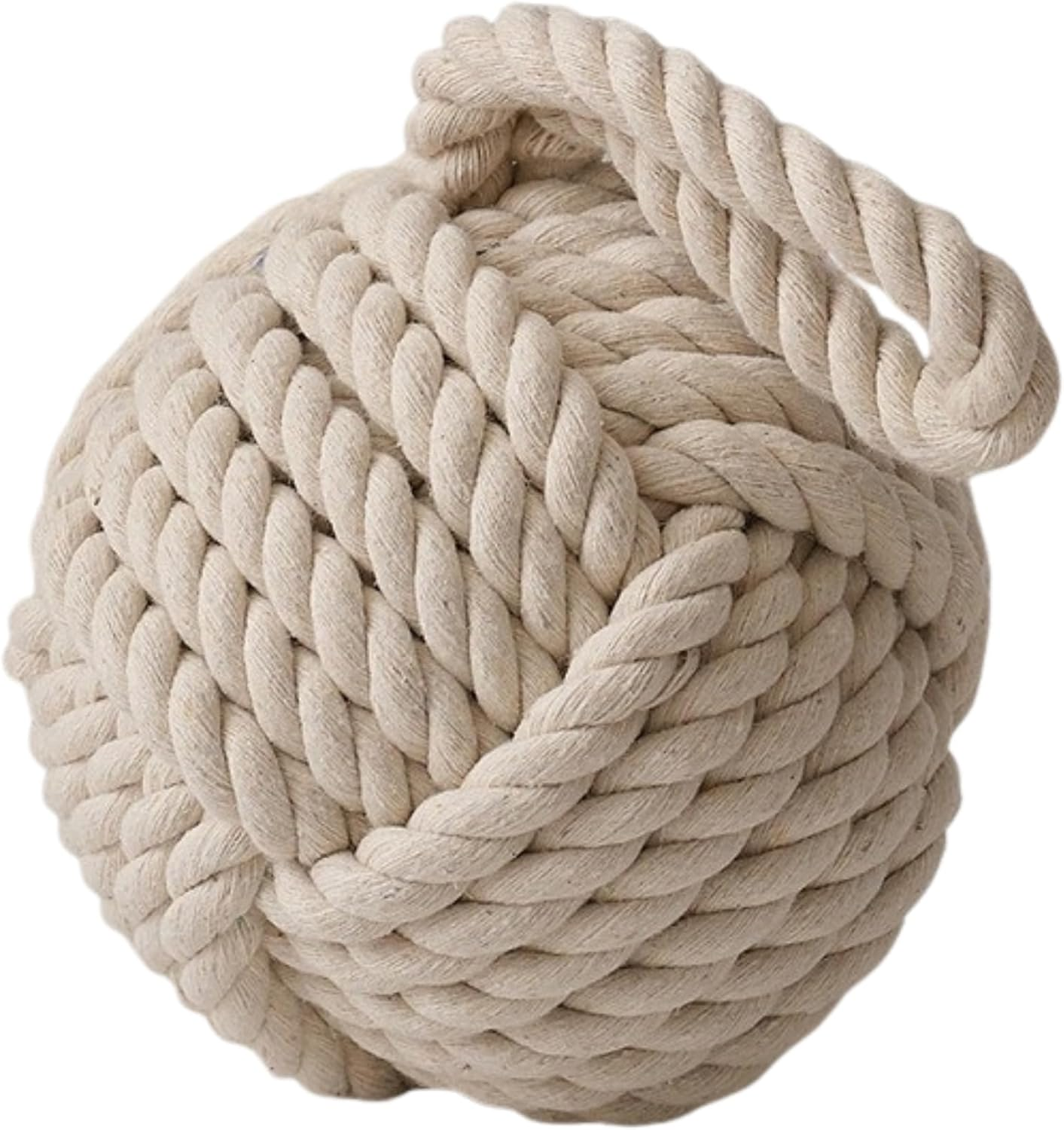 White Rope Door Stop, 16 X 16 X 25 Cm, Cylinder Shape, Decorative Nautical Door Stop, Heavy Duty for Indoor and Outdoor Use, Elegant Fabric with Handle image number 1