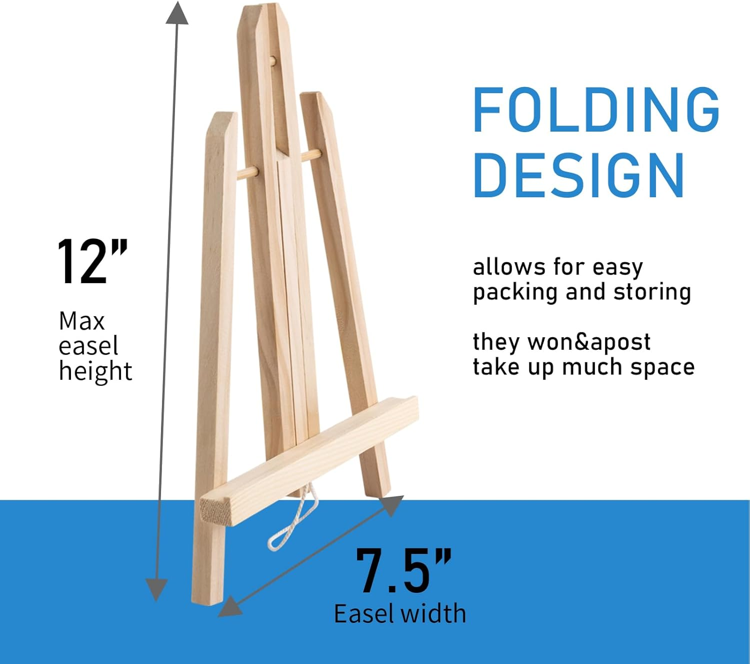 Falling in Art 12Inch Wood Easel Stand, Tabletop Display Stand A-Frame Artist Easel for Painting Canvas, Portable Photo, Picture and Sign Holder (4 Pack)