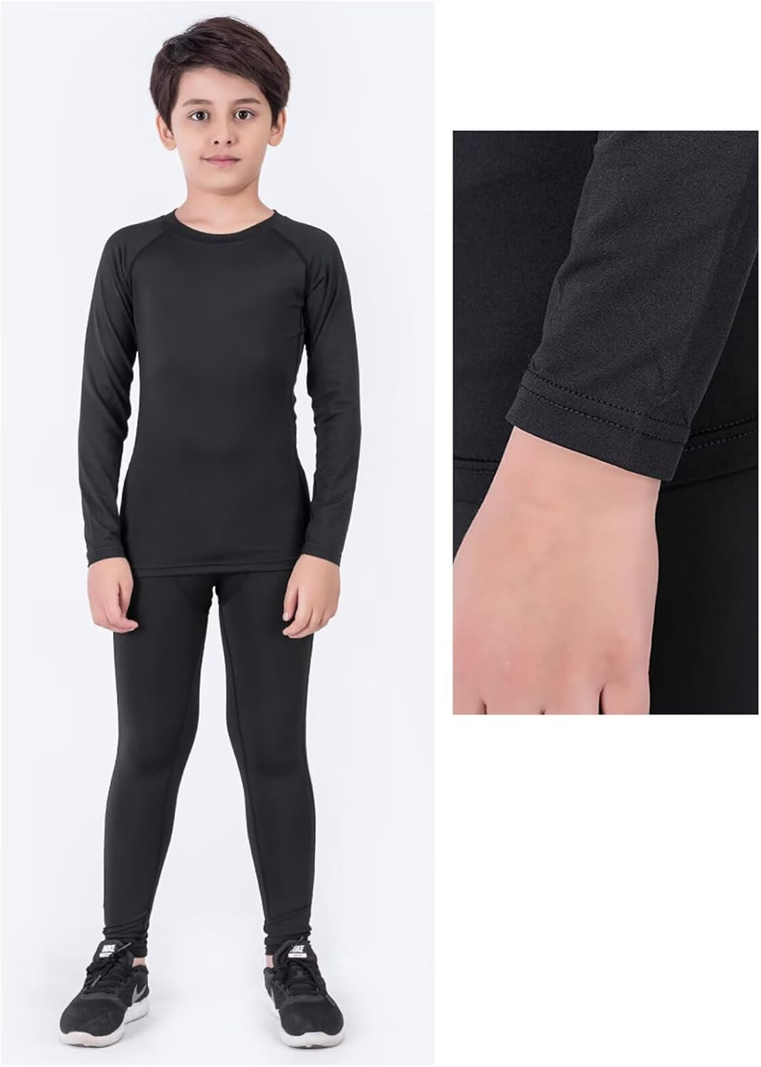 Kids Thermal Underwear Boys Compression Football Base Layers Sets Winter Warm Long Sleeve Top & Legging for Children 5-13 Years image number 1