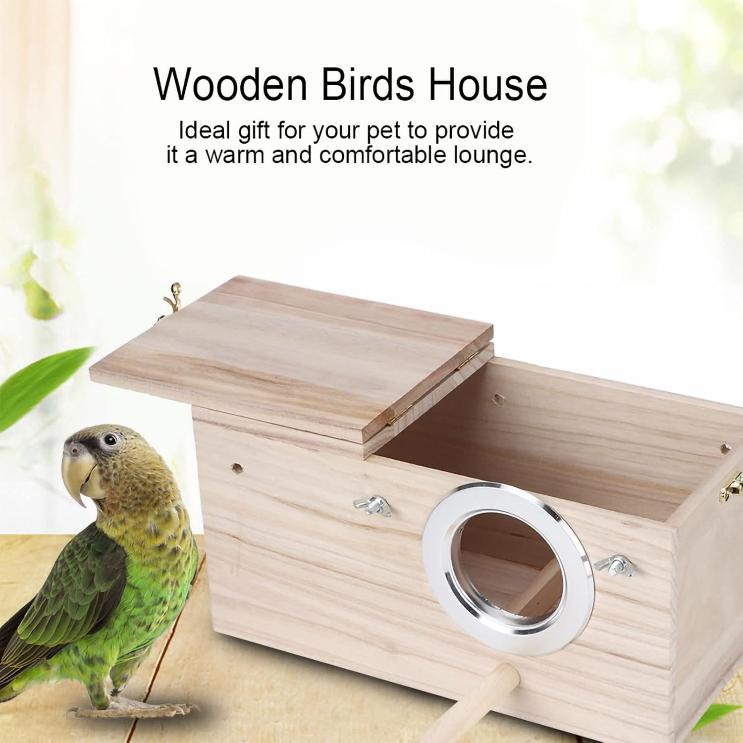 Bird Nesting Box, Bird Nest Bird Breeding Box, Parakeet Nesting Box, Cockatiel Nesting Box, Wooden Bird Box with Detachable Wooden Board for House Decoration image number 1