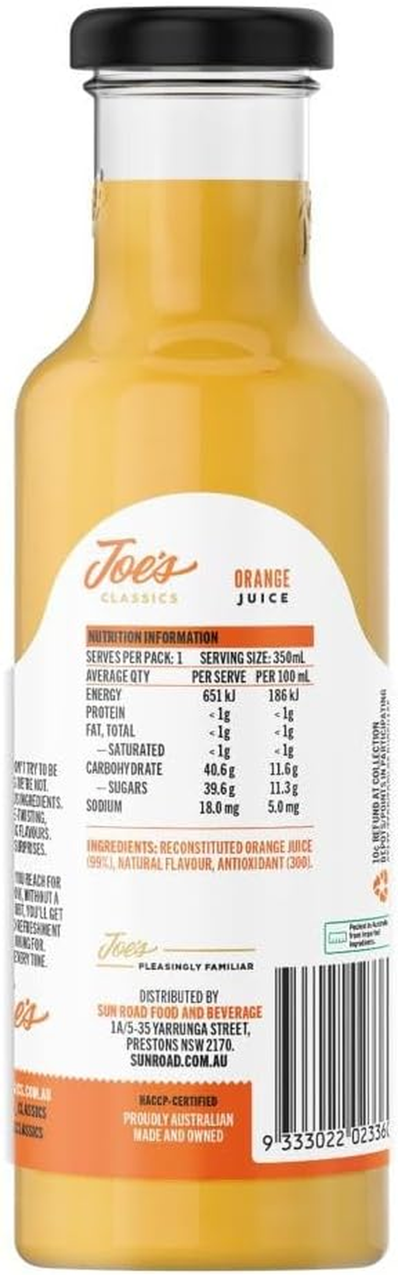 Joe'S Classics, 12 X 350 Ml, Orange Juice