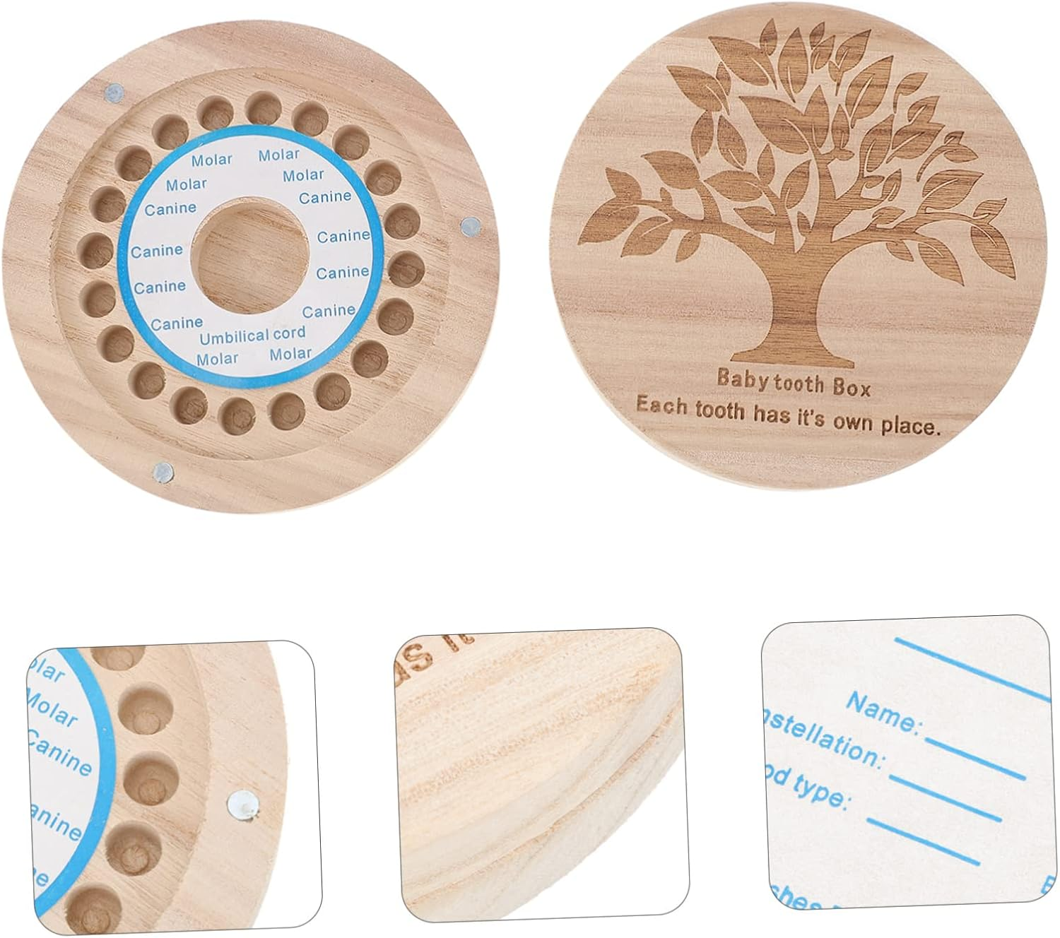 Deciduous Tooth Box Wooden Teeth Storage Box Boys and Girls for Shower