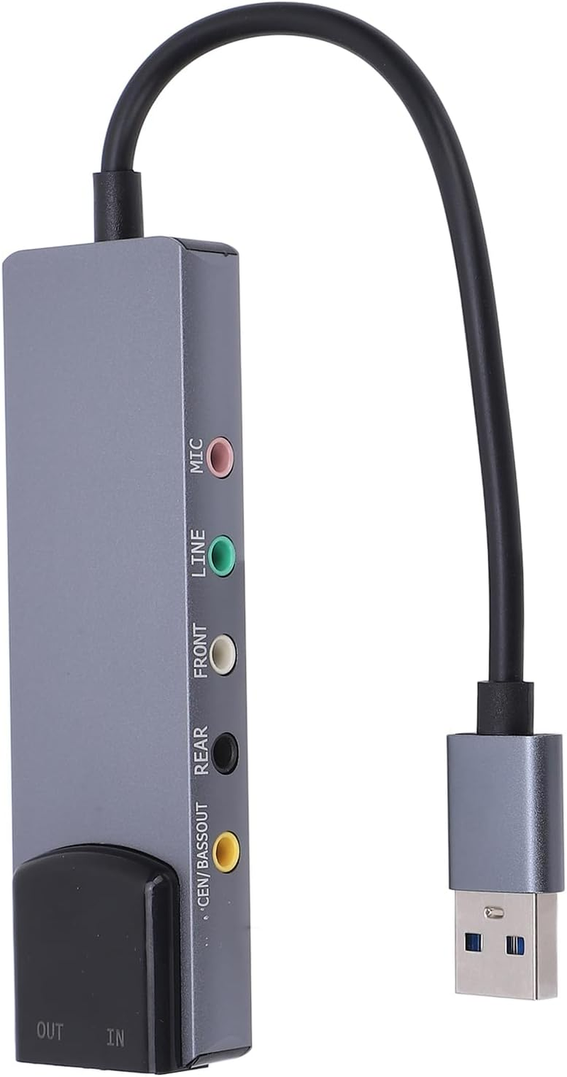 Dpofirs External Sound Card, 5.1/7.1 Channel Support, for TV, Speakers, HTPC Home Theater Setups, 48Khz Sample Rate, Mic / 3.5MM Sound/Optical Fiber Input