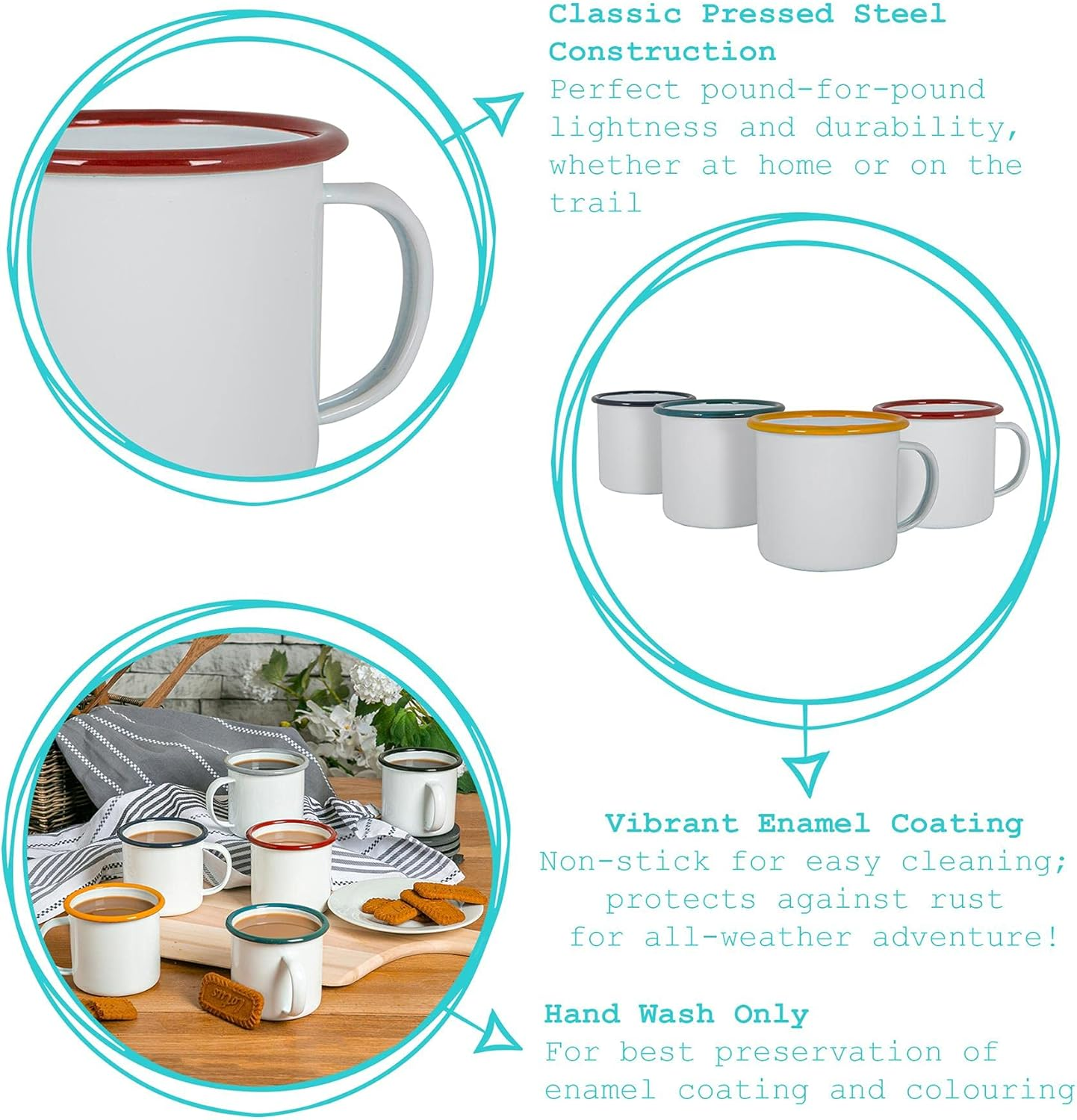 Argon Tableware Espresso Cups - 130Ml - Pack of 6 - Red Small Metal Insulated Coffee Mugs Lightweight Camping Cups for Drinking Tea, Hot Chocolate, Coffee - Black image number 4