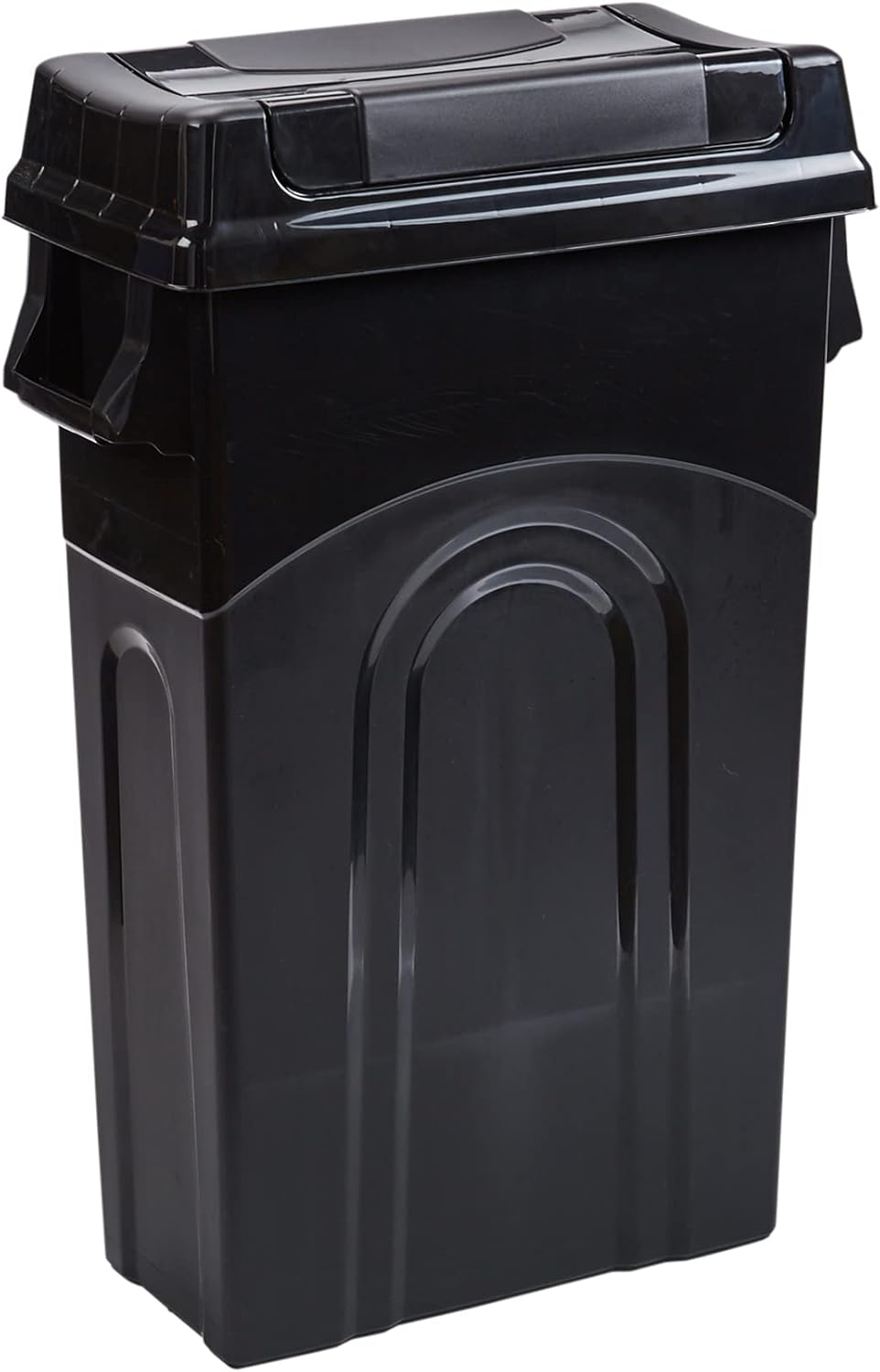 United Solutions Highboy Recycling Bin with Swing Lid, 23 Gallon, Space Saving Slim Profile and Easy Bag Removal, Handles for Easy Carrying, Indoor/Outdoor Use, Recycle Blue