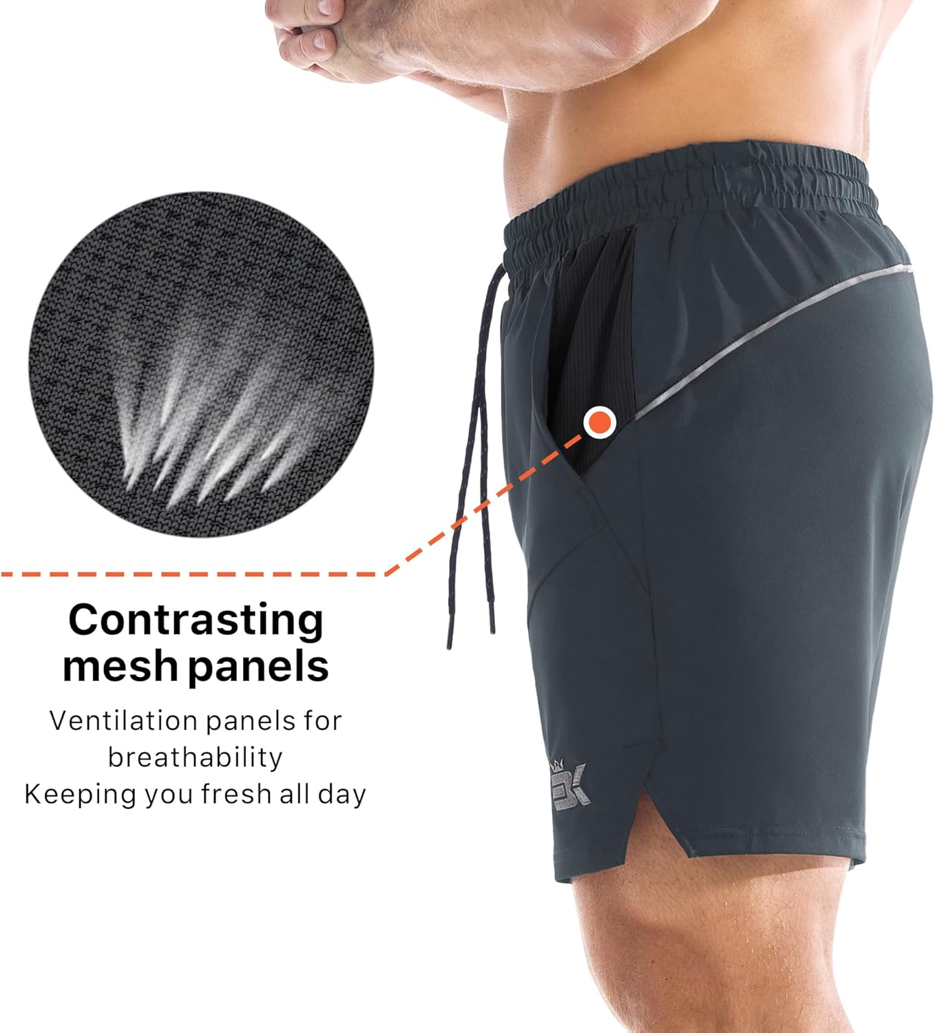 BROKIG Men'S Gym Sports Shorts, Drylite Workout Fitness Running Athletic Short 5" Quick Dry with Mesh Pockets image number 4