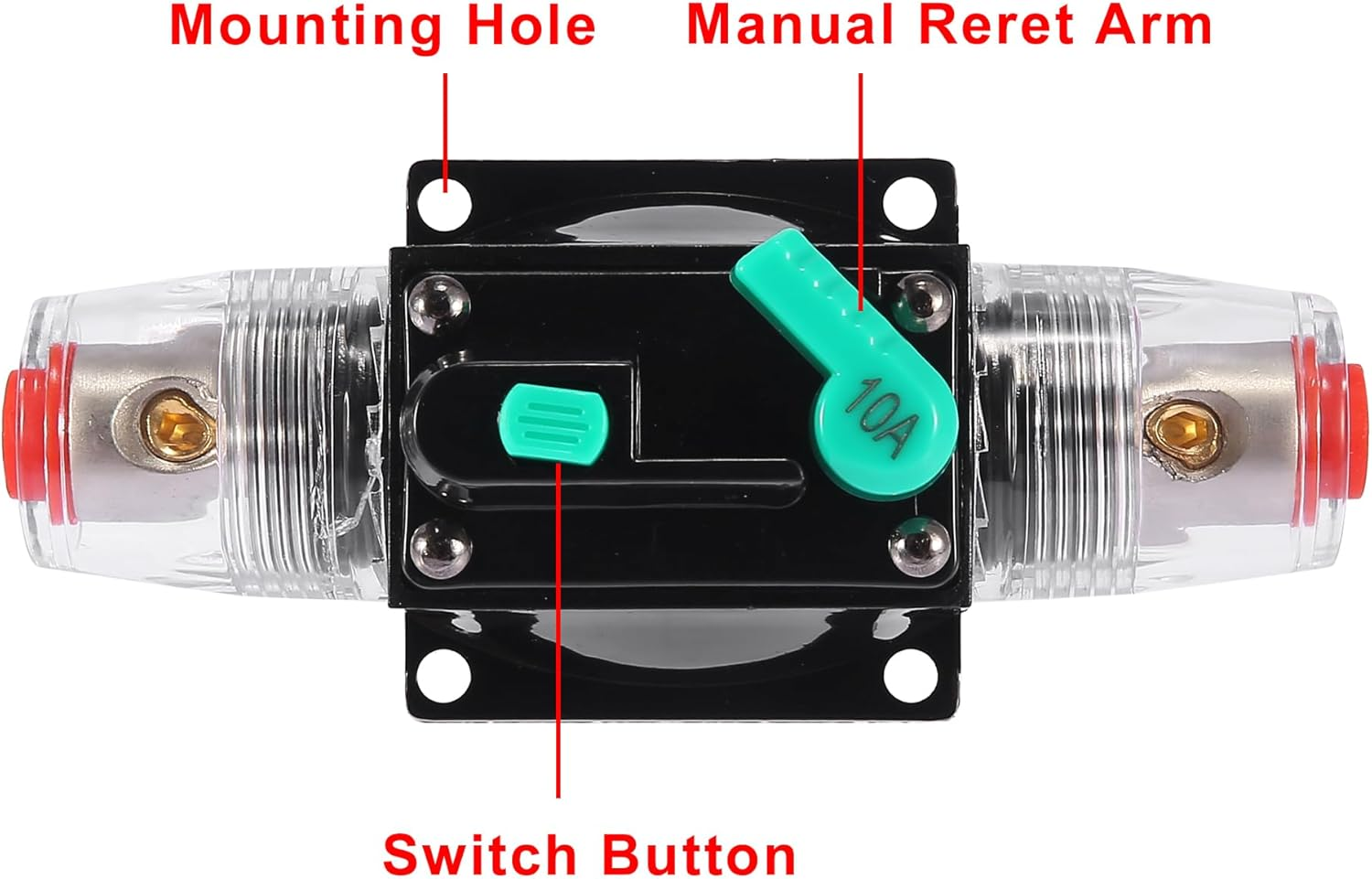 X AUTOHAUX DC 12V/ 24V/ 32V 10Amp Reset Circuit Breaker Audio Inline Fuse Holder Protector for Car Truck Boat RV