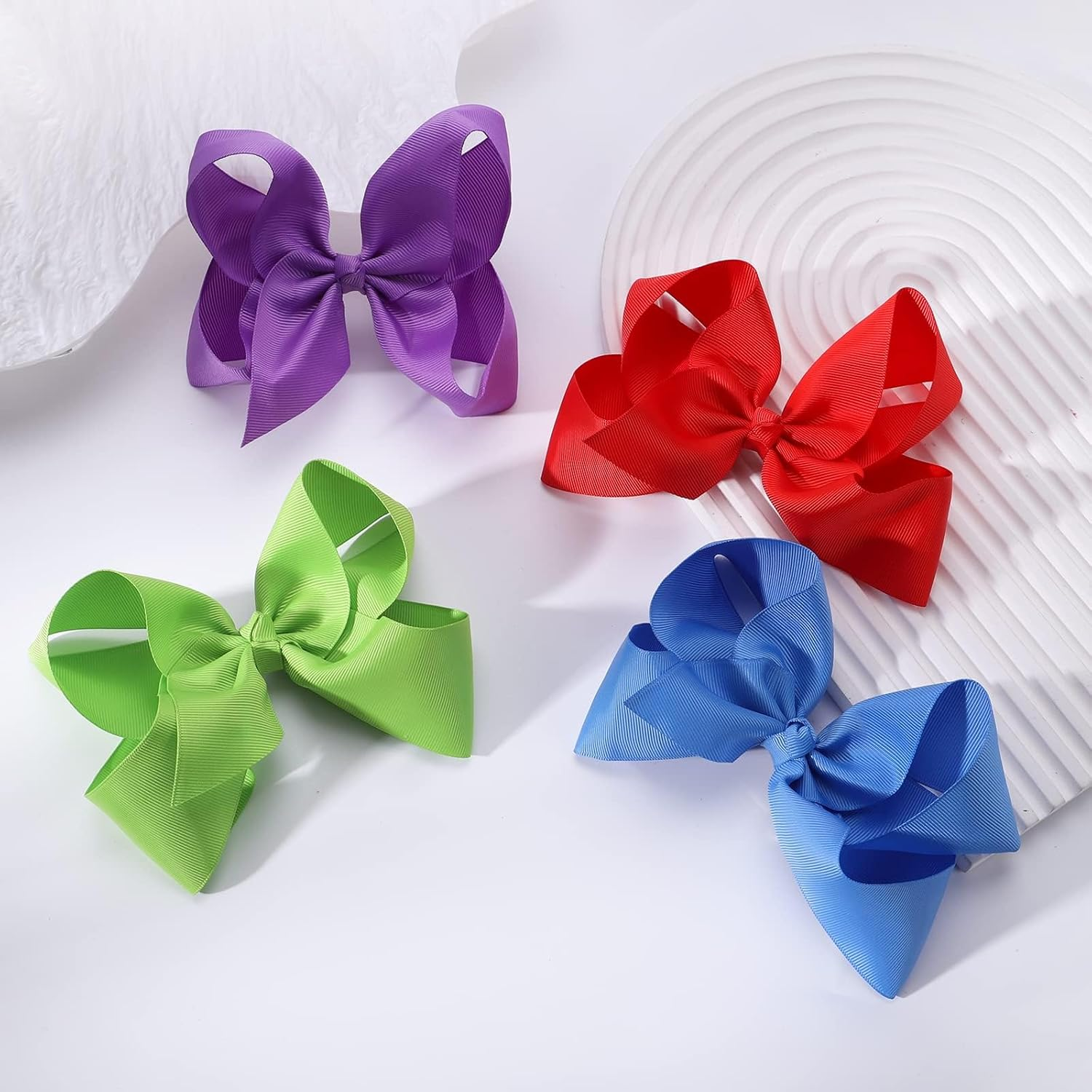 6Inch Large Solid Grosgrain Ribbon Hair Bows with Alligator Clips for Teens Kids Set of 30 Colors - 30Colors/30Pcs image number 2