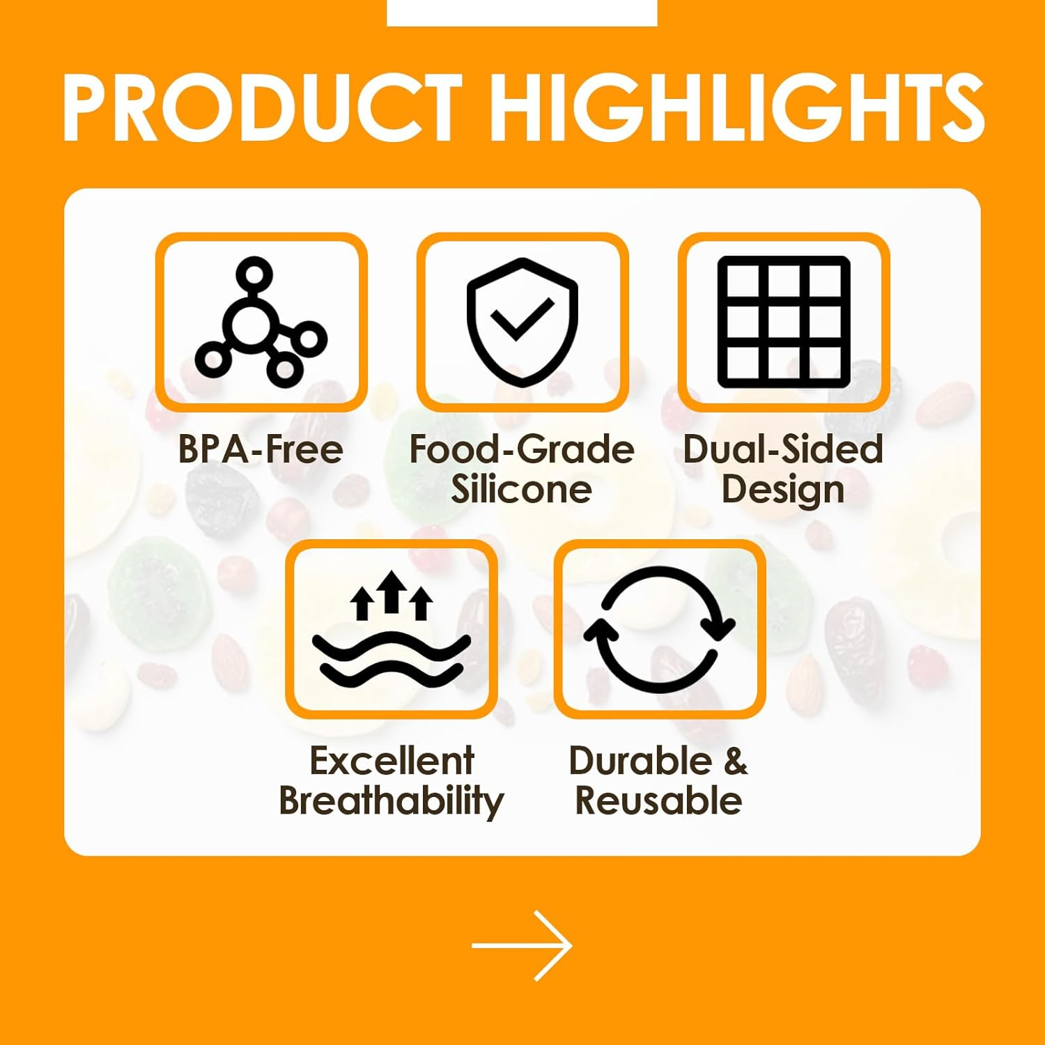 10 Pcs Silicone Dehydrator Sheets, Non-Stick Food Dehydrator Mats Reusable Thickened Cuttable Silicone Steamer Mat for Food Fruit Dryer 39 * 28Cm image number 1