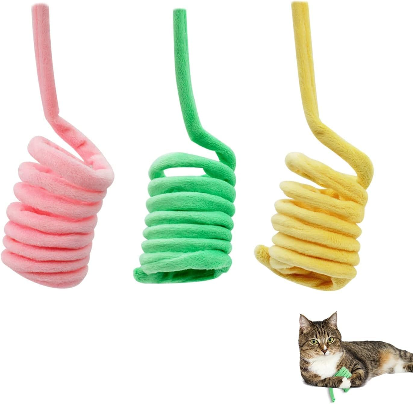 3Pcs Cat Spring & Spiral Toys with Catnip - Indoor Exercise Toys for Swatting, Biting, Hunting & Fitness image number 4