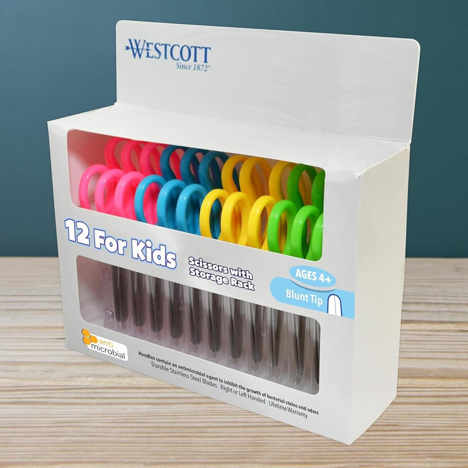 Westcott 5" School Pack of Kids Scissors with Anti-Microbial Protection, Blunt, Assorted Colors (Pack of 12)