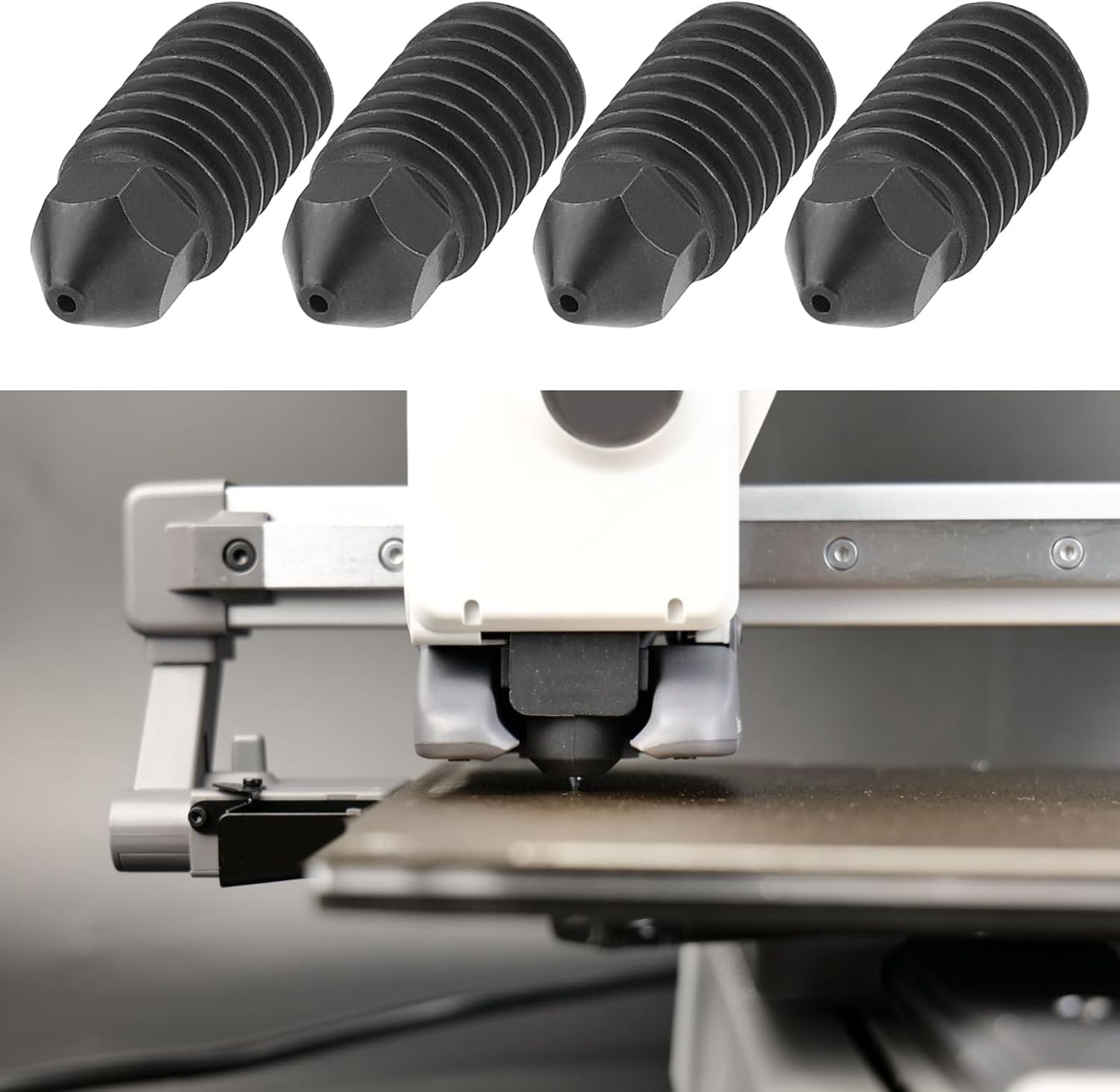 Ecsing 5Pcs 0.4Mm 3D Printer Nozzles 9X3Mm Hardened Extruder Hardened Steel Nozzles Compatible with Bambu Lab A1/A1 Mini 3D Printer Black image number 6