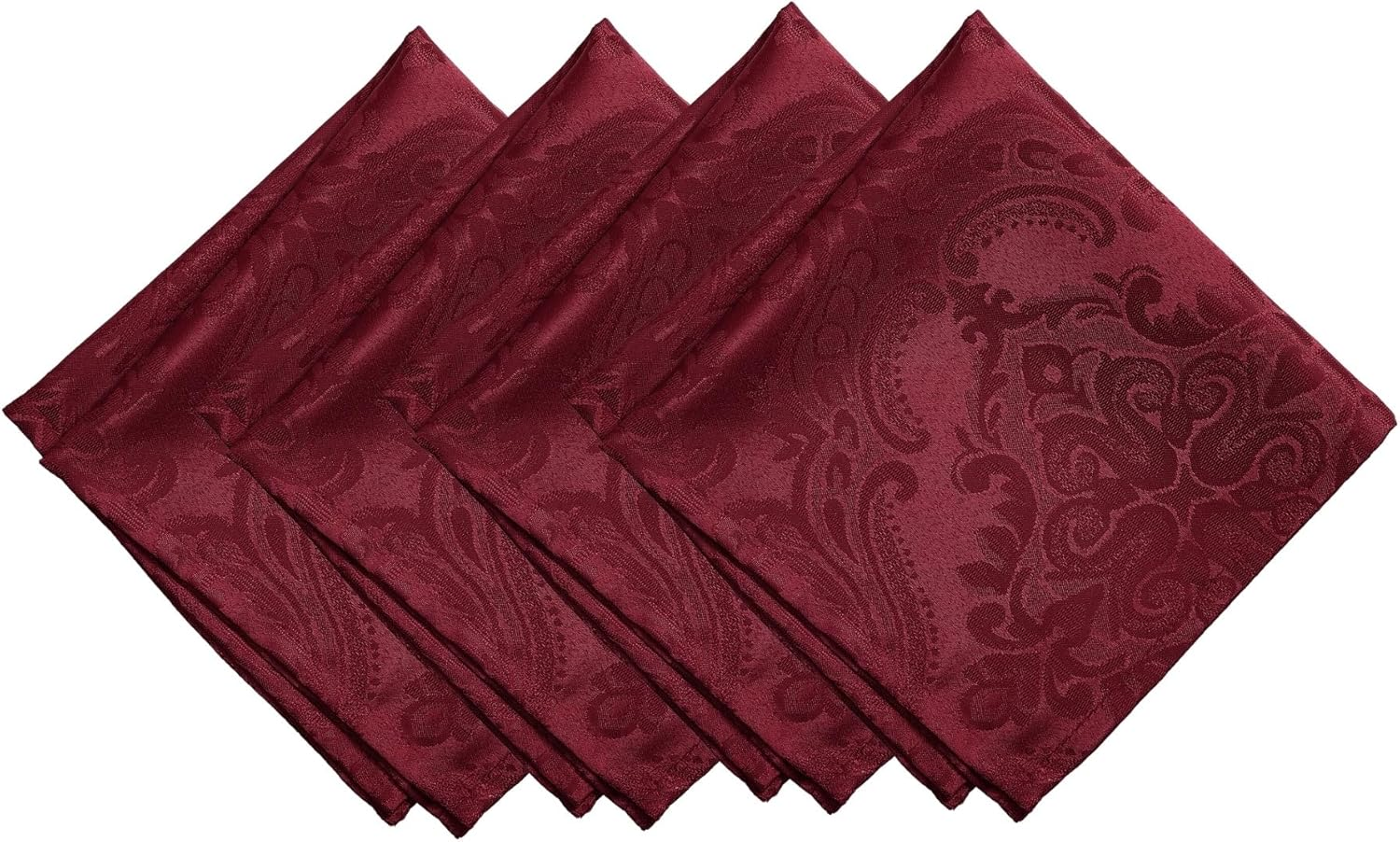 Elrene Home Fashions Caiden Elegance Damask Napkin Set of 4, 17" X 17", Black