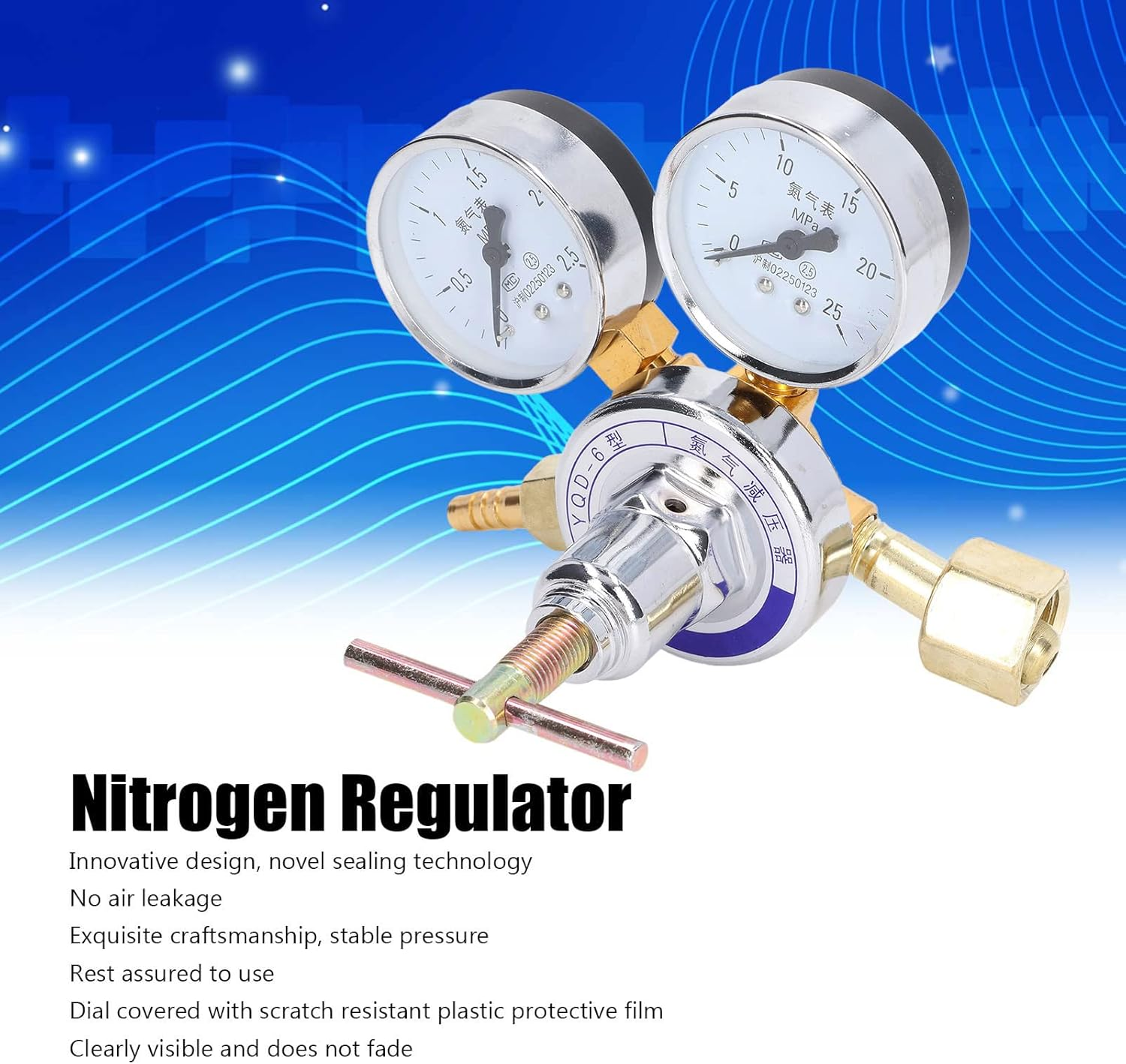Two Way Type Nitrogen Regulator Gauge Kit with Pressure Reducing Valve, Brass Inlet Outlet Connection Gauges, Nitrogen Pressure Regulator, Brass Inlet Outlet Meter Reducer image number 6