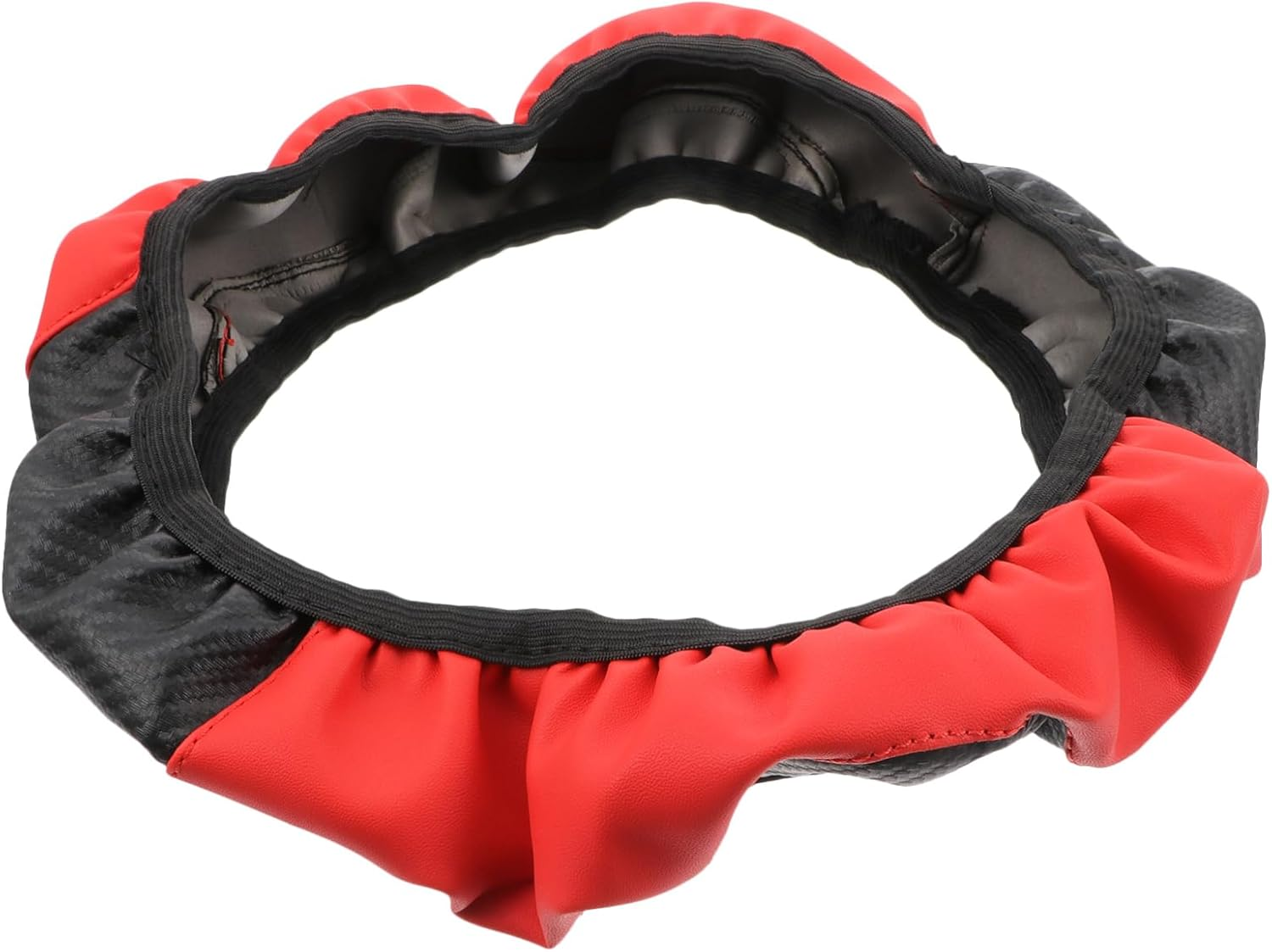 ULTECHNOVO Carbon Fiber Steering Wheel Cover Elastic Band Car Steering Wheel Protector for Sporty Look image number 2