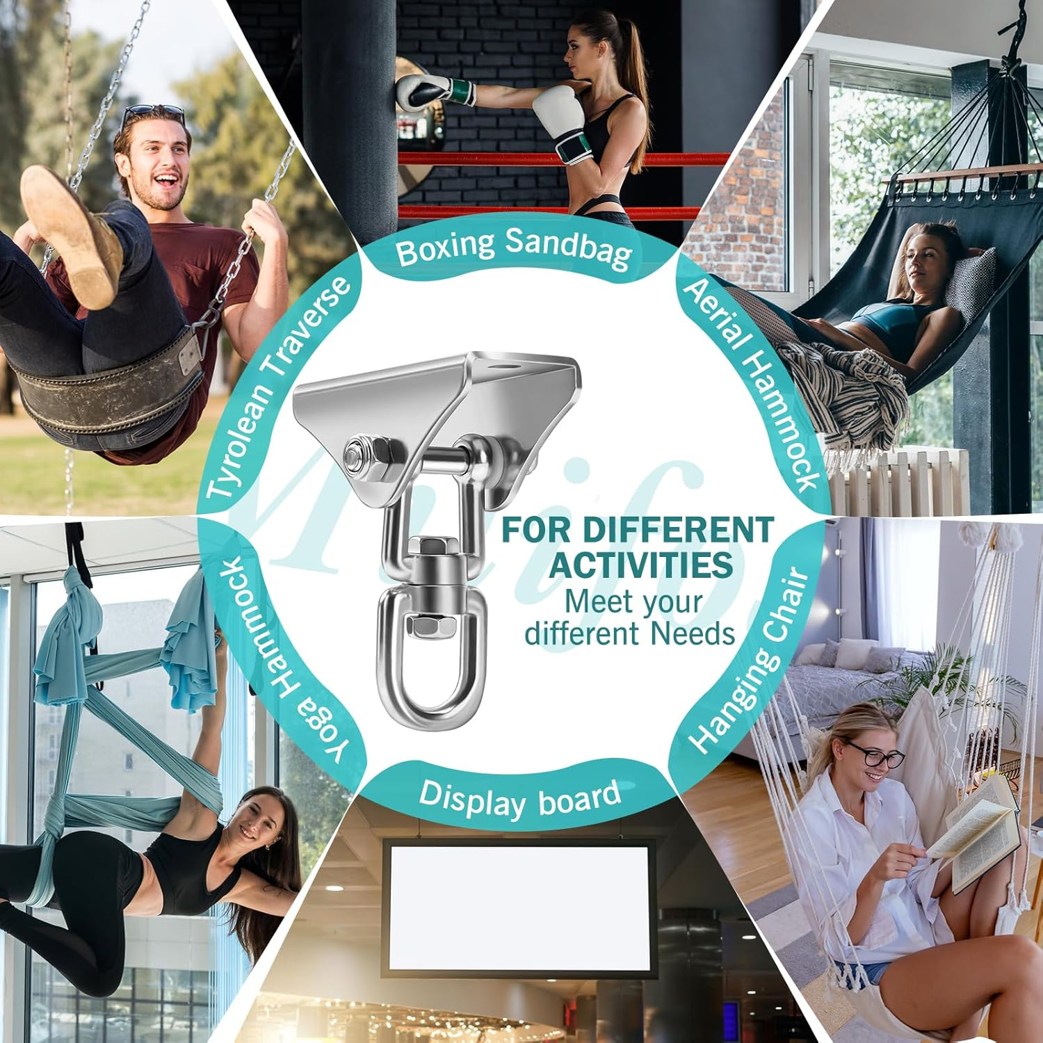 Rotate Swing Hanger, Rotatable Hanger 360&deg; Hanging Chair Kit Accessory with 1000 Lb Capacity for Concrete and Wooden Set, Yoga Hammock, Boxing Bag, 2 Packs image number 1