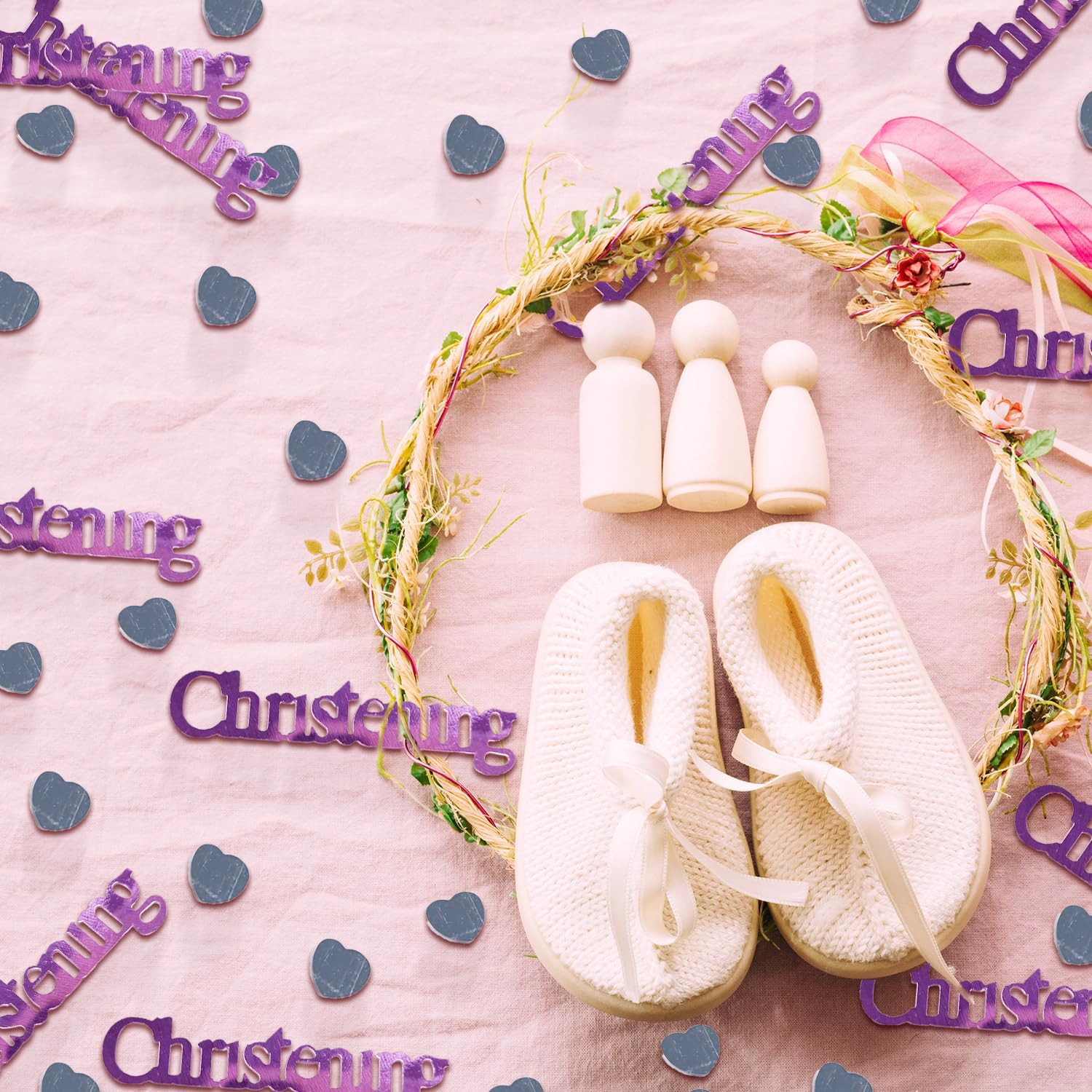 Christening Table Confetti, Pink Christening Confetti for Girl Glitter Confettis Table Scatter Decorations for Baby Gender Reveal Baptism Christening Decorations Y11FSXLZX image number 3