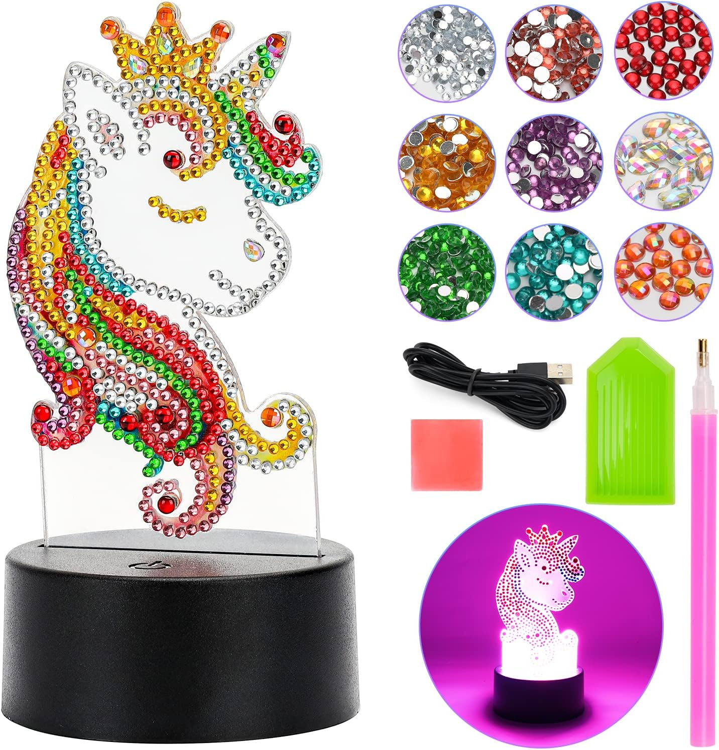 Girls Toy for 4 5 6 7 8 Year Old Kids Boy Girls Gift, Diamond Painting Kits for 5-9 Years Old Boy Girls 3D Diamond Art and Craft Kits Age 5-8 Girls Birthday Gift Unicorn Toy for 4-7 Year Old Girl image number 1