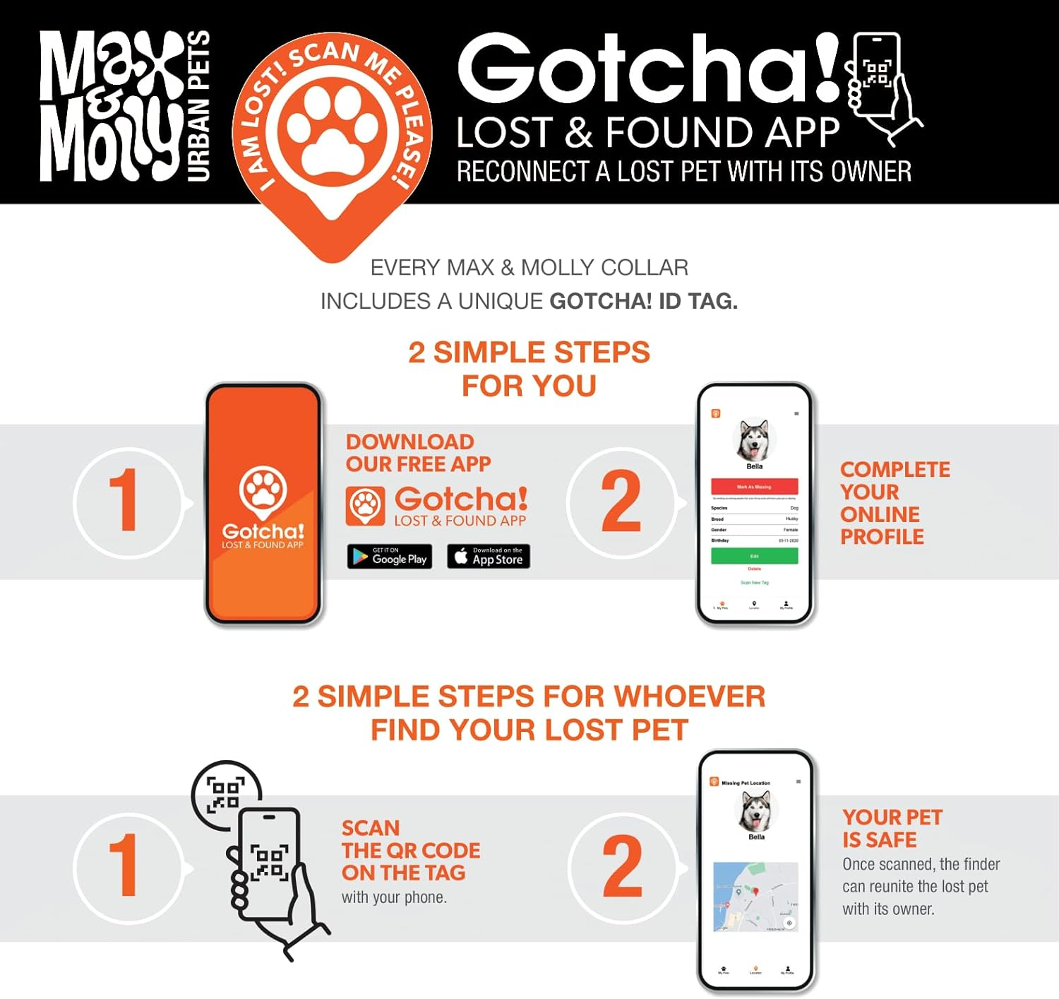 Max & Molly Smart ID Dog Collar - Blue Ocean - X-Small